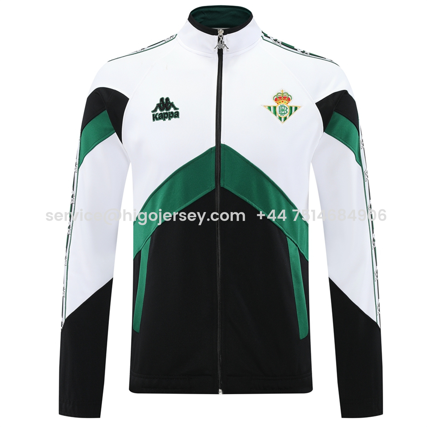 Higojerseys-Real Betis 25-26 Jacket Training Tracksuit - Green White Black Throwback Jackets & Black Pants