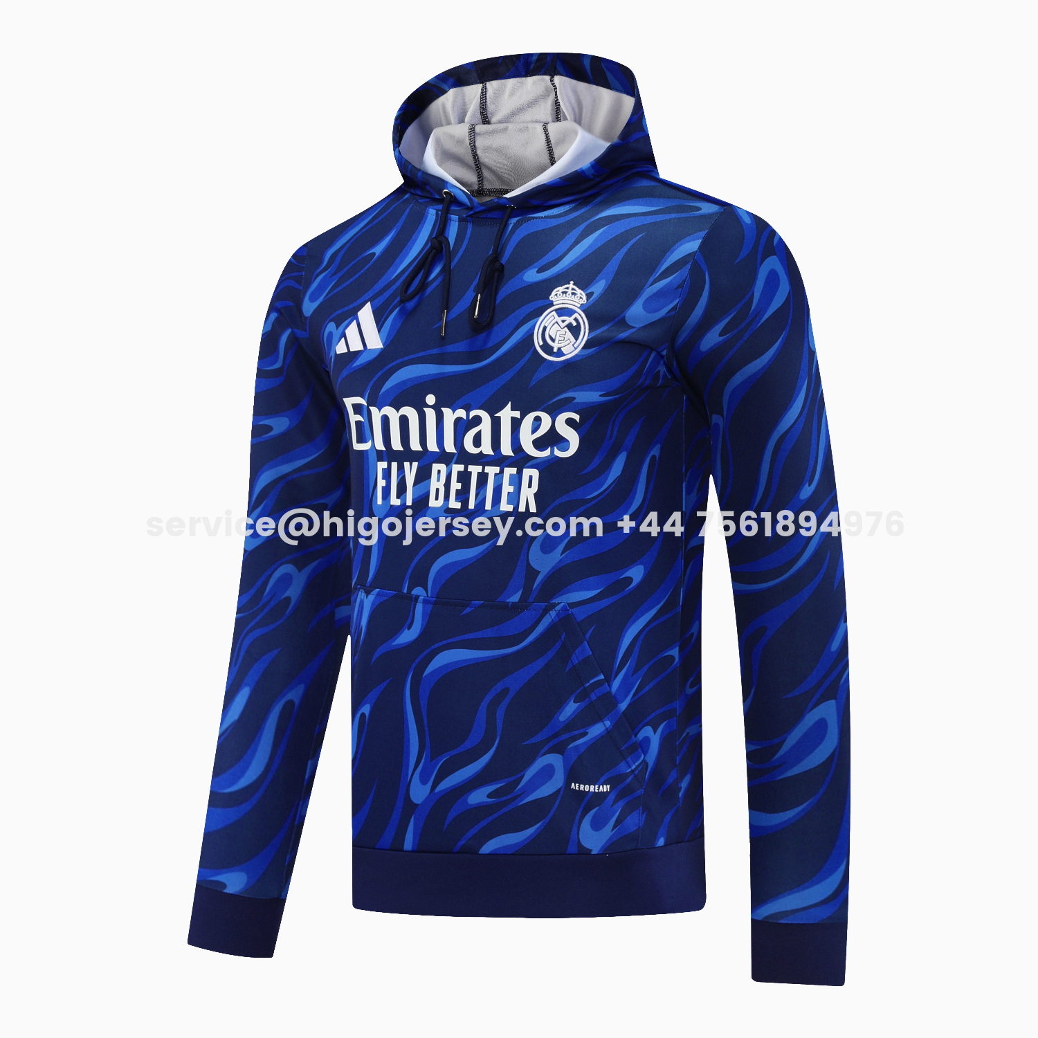 Higojerseys-Real Madrid 25-26 Training Hoodie Set - Blue Hoodie and Deep Blue Pants