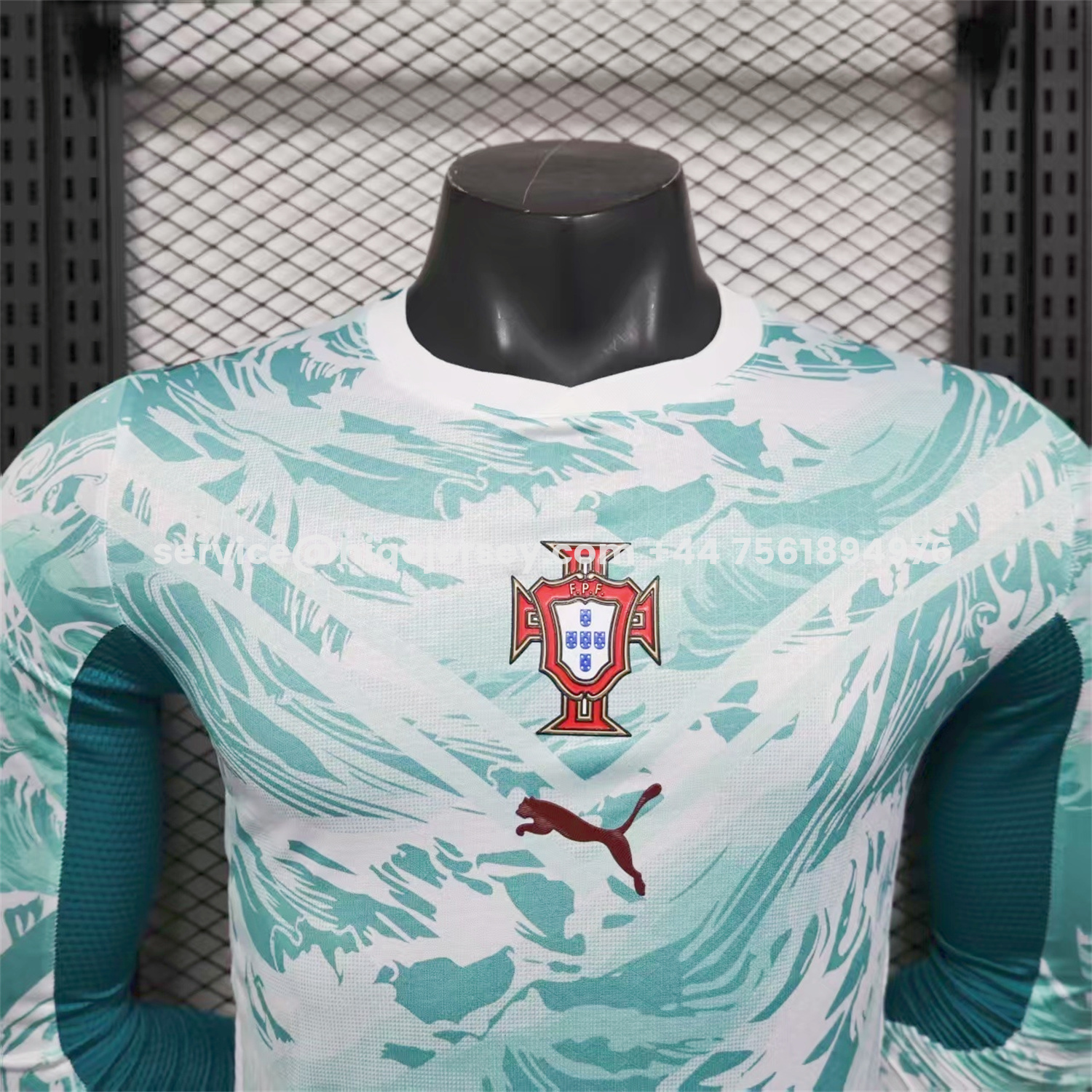 Higojerseys-Portugal 2026 Away White And Cyan Long Sleeves Jersey - Player Version