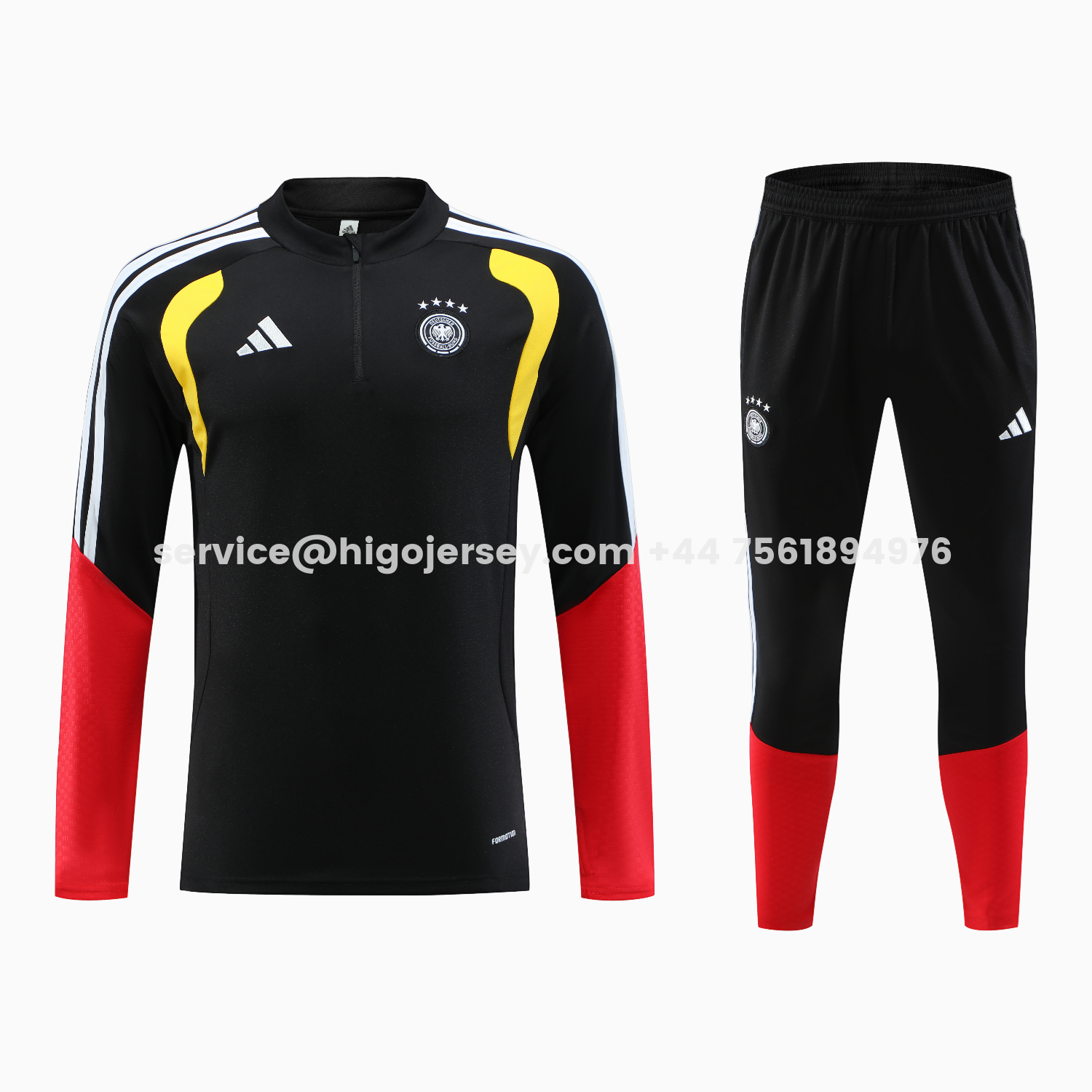 Higojerseys-Germany 2026 Kids Long Sleeve Training Set - Black Top & Pants
