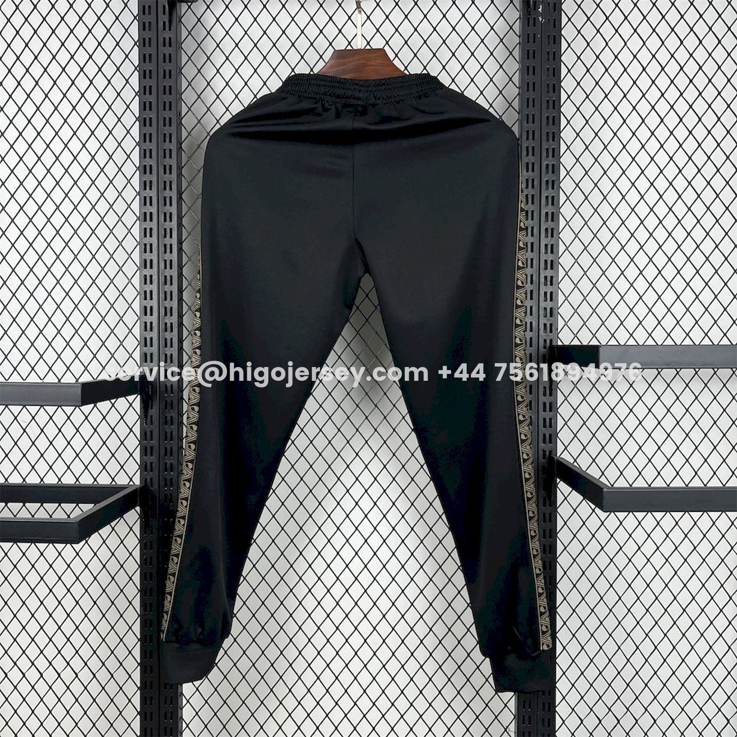 Higojerseys-Portugal 25-26 Eusebio Special Windbreaker Training Set - Black White Top and Pants