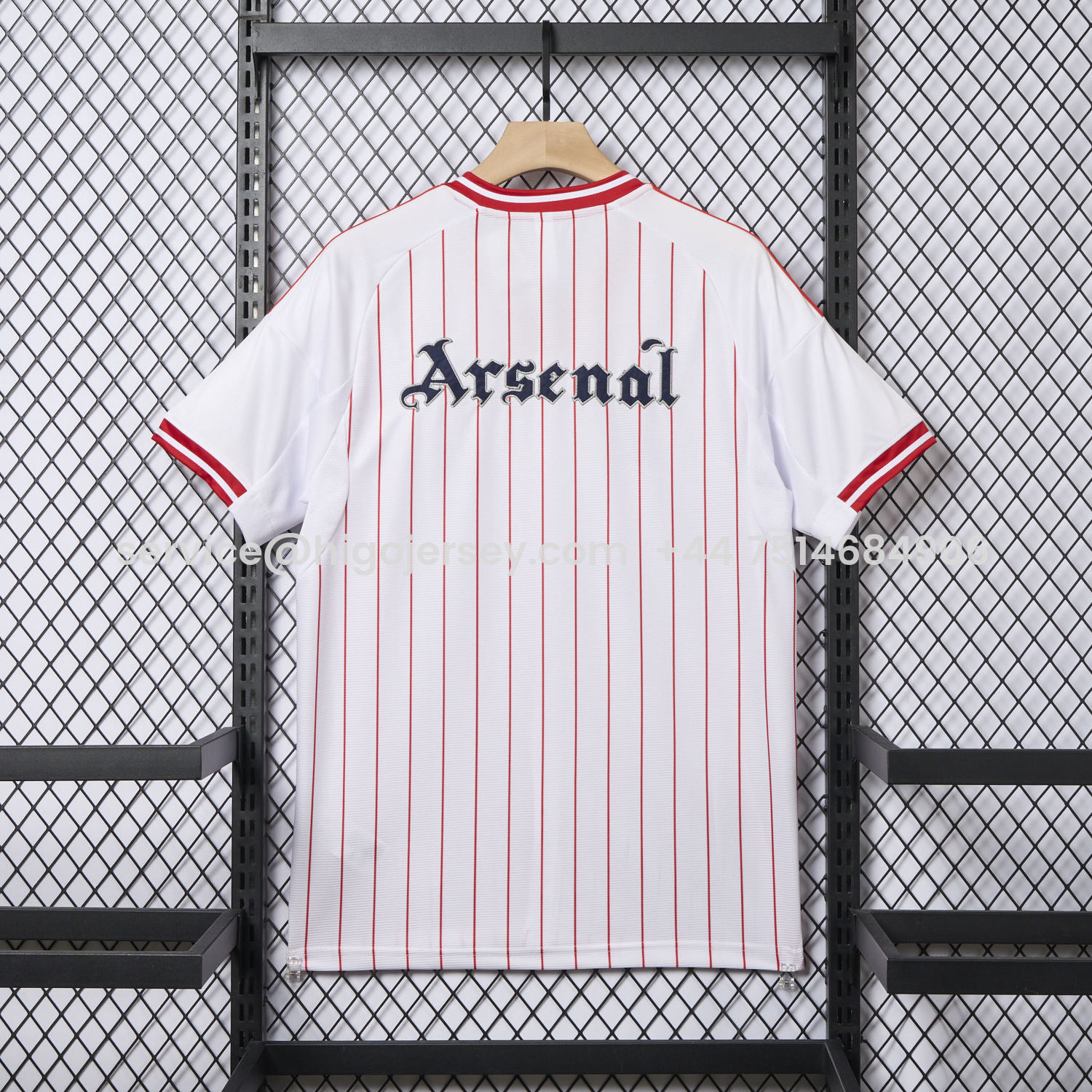 Higojerseys-Arsenal 25-26 White Baseball Jersey with Red Stripes