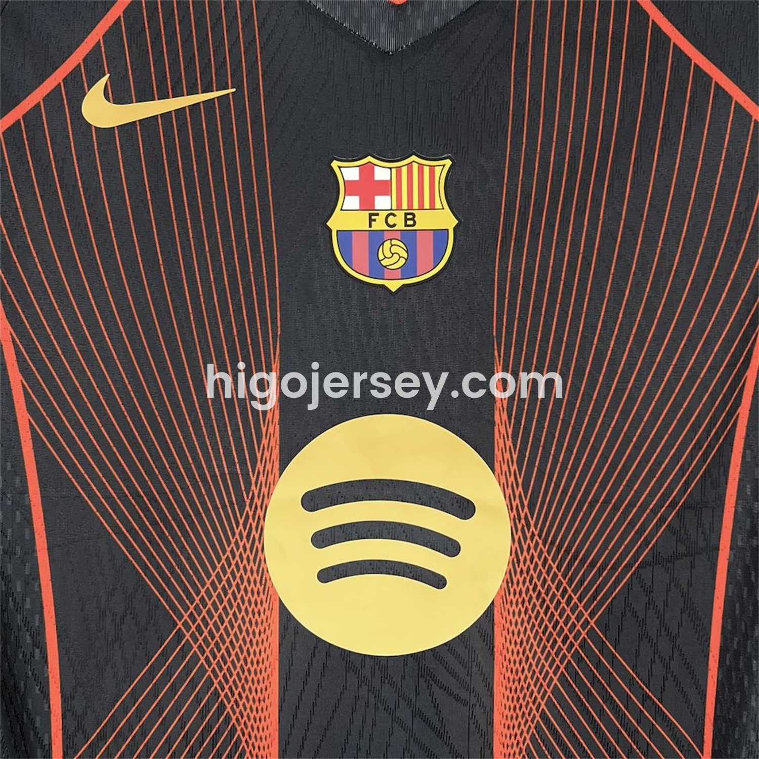 Higojerseys-Barcelona 25-26 T90 Orange Lines Black Special Jersey - Fans Version
