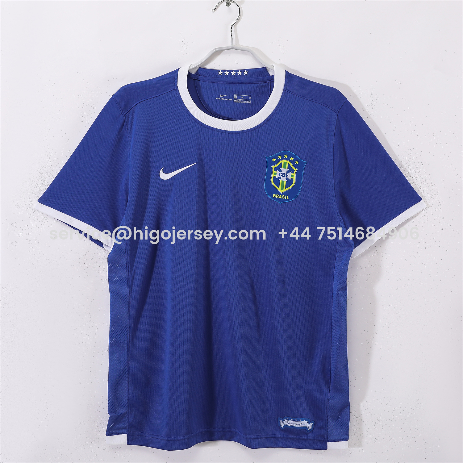 Higojerseys-Retro Brazil 2006 Away Blue Jersey