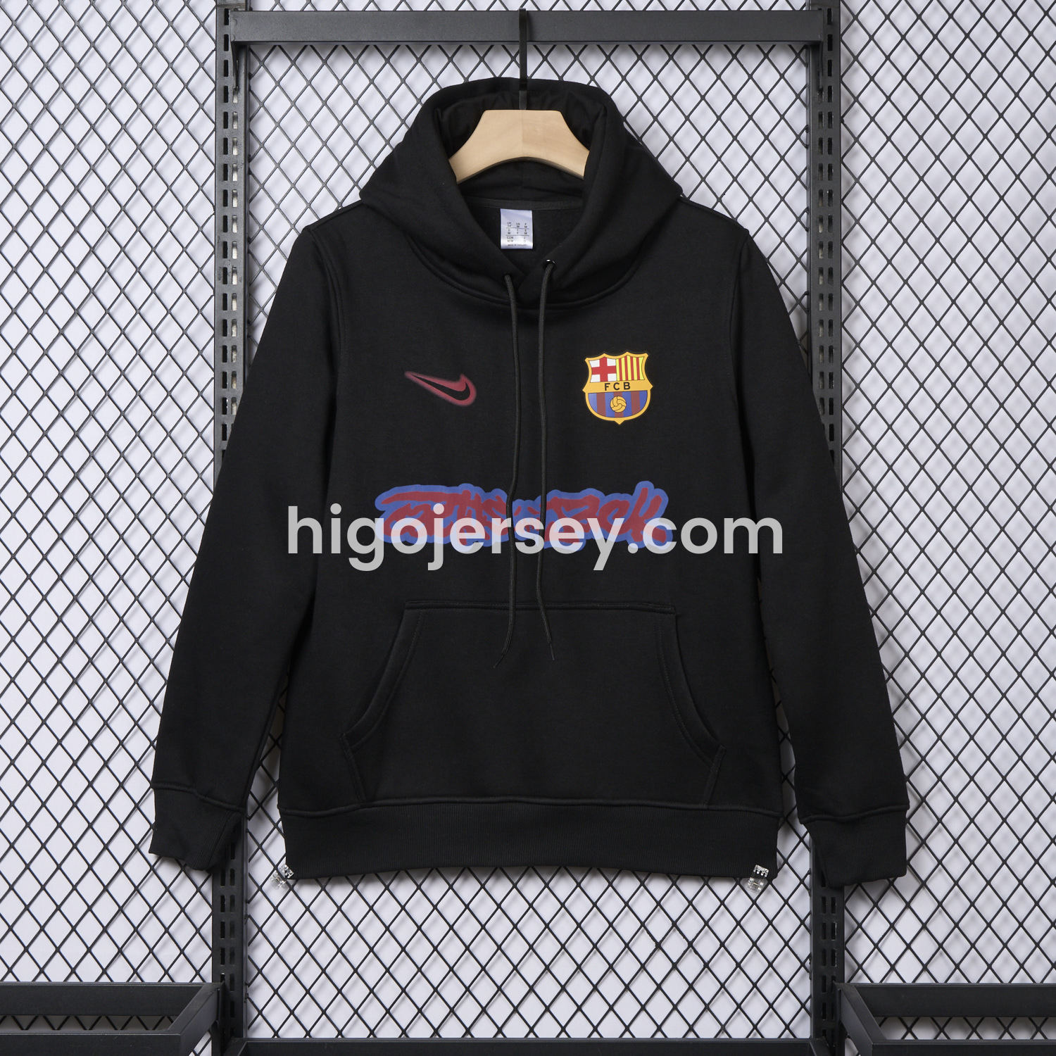 Higojerseys-Barcelona x Travis Scott Black Unisex Pullover Hoodie