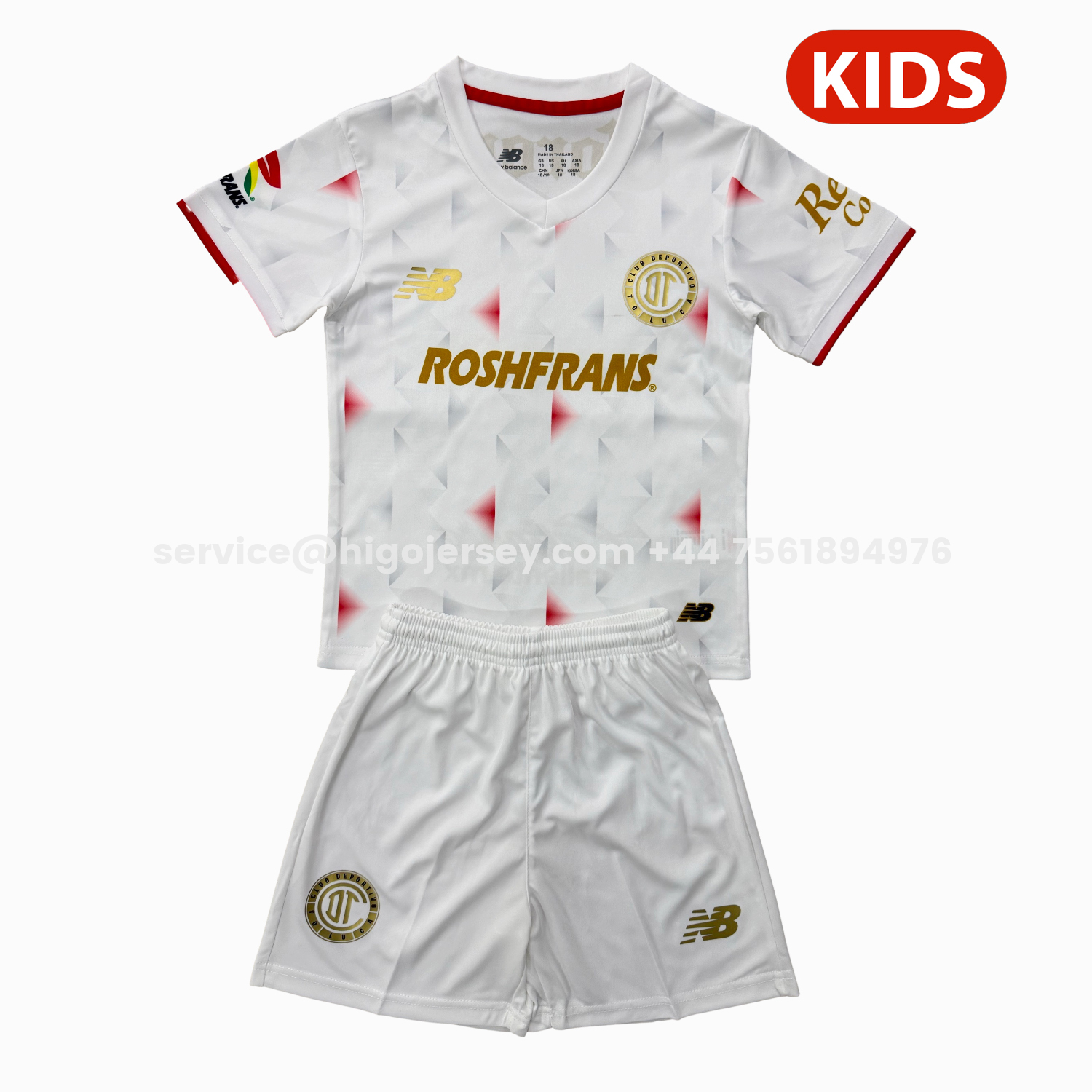 Higojerseys-Toluca 25-26 Away White Kids Kit