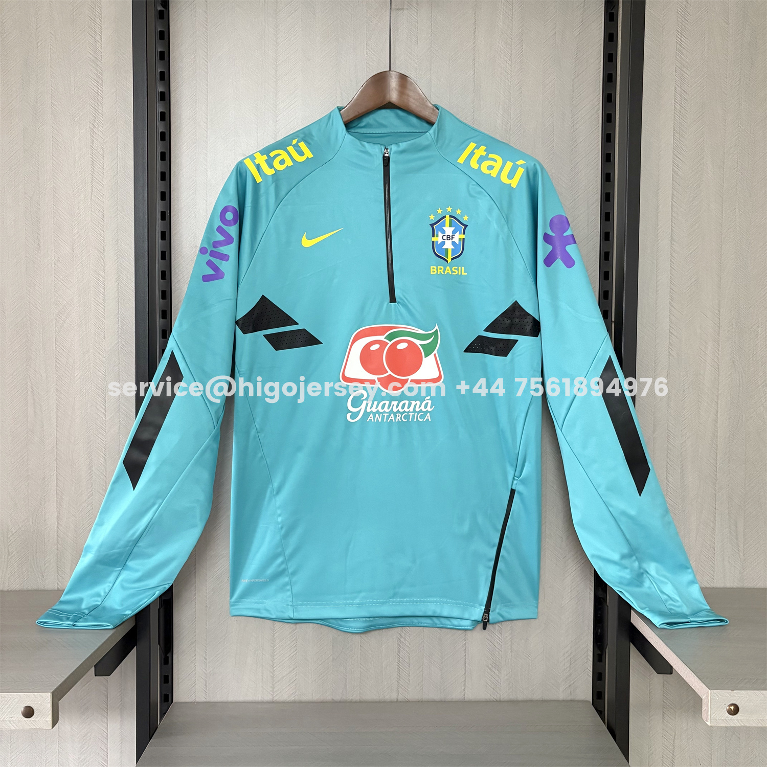 Higojerseys-Retro Brazil 2022 Pre-Match Cyan Windbreaker