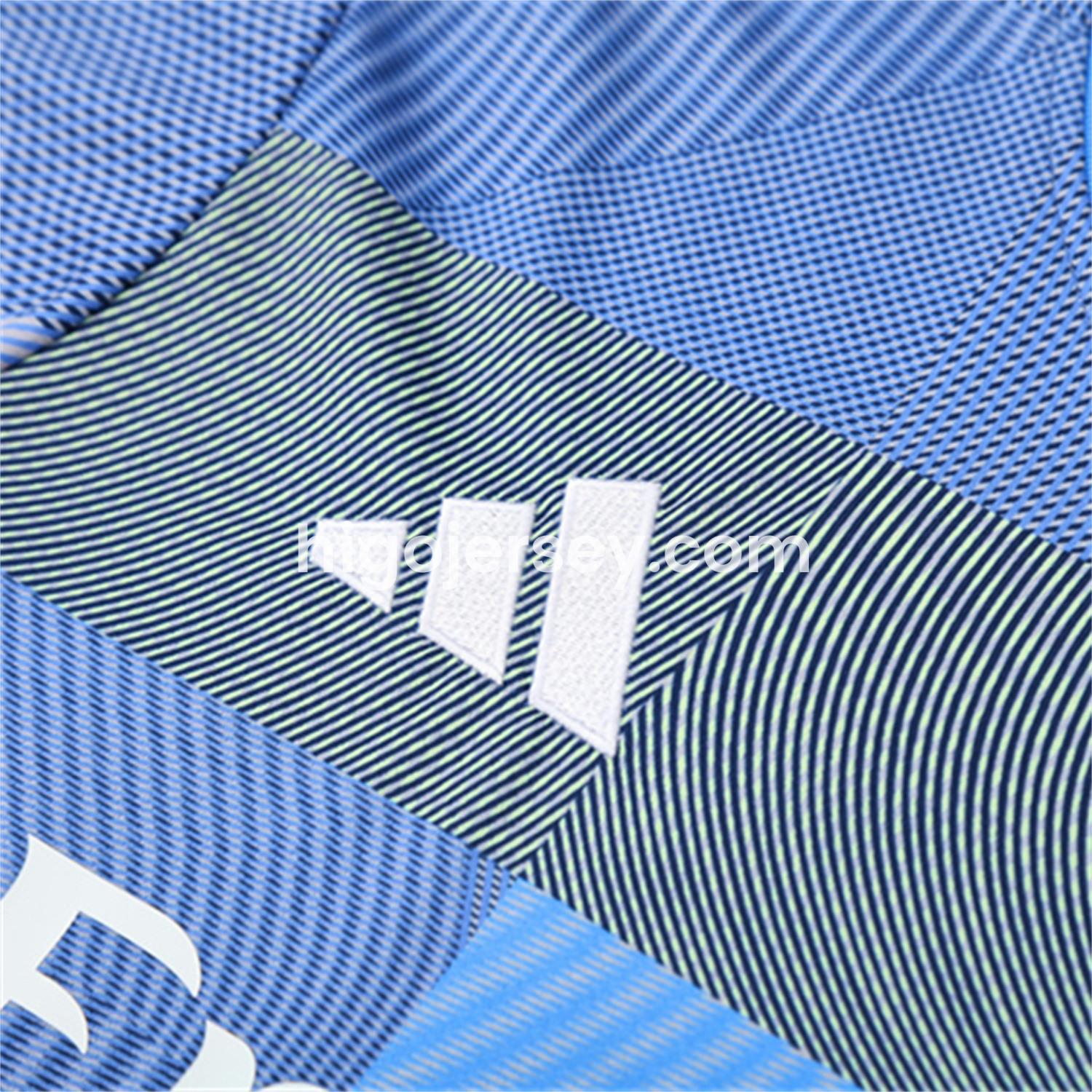 Higojerseys-Real Madrid 25-26 Pre-Match Short-Sleeve Training Set - Blue-Gray Camouflage Top and Blue Shorts