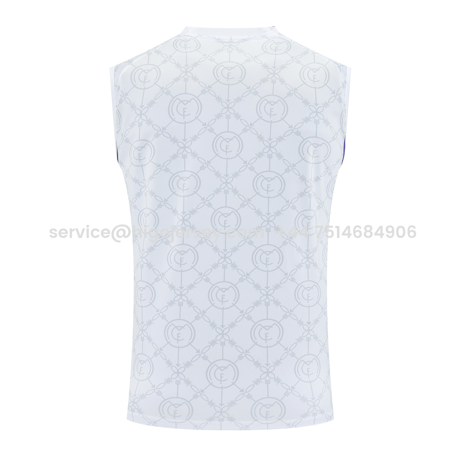 Higojerseys-Real Madrid 25-26 Vest Training Set - Blue Edge White Vest & Black Shorts