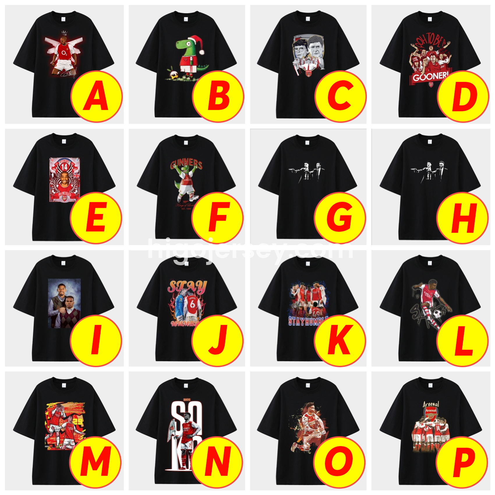 Higojerseys-Arsenal Henry Wenger Saka Gunners Unisex Pure Cotton T-shirt