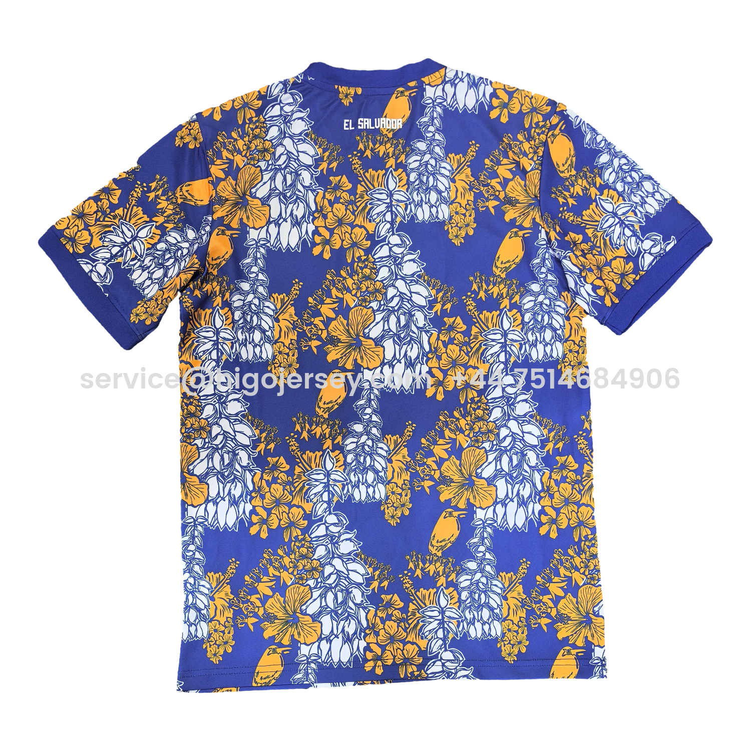 Higojerseys-El Salvador 25-26 Blue Pre-Match Training Jersey with Yellow and White Flower Pattern - Fans Version
