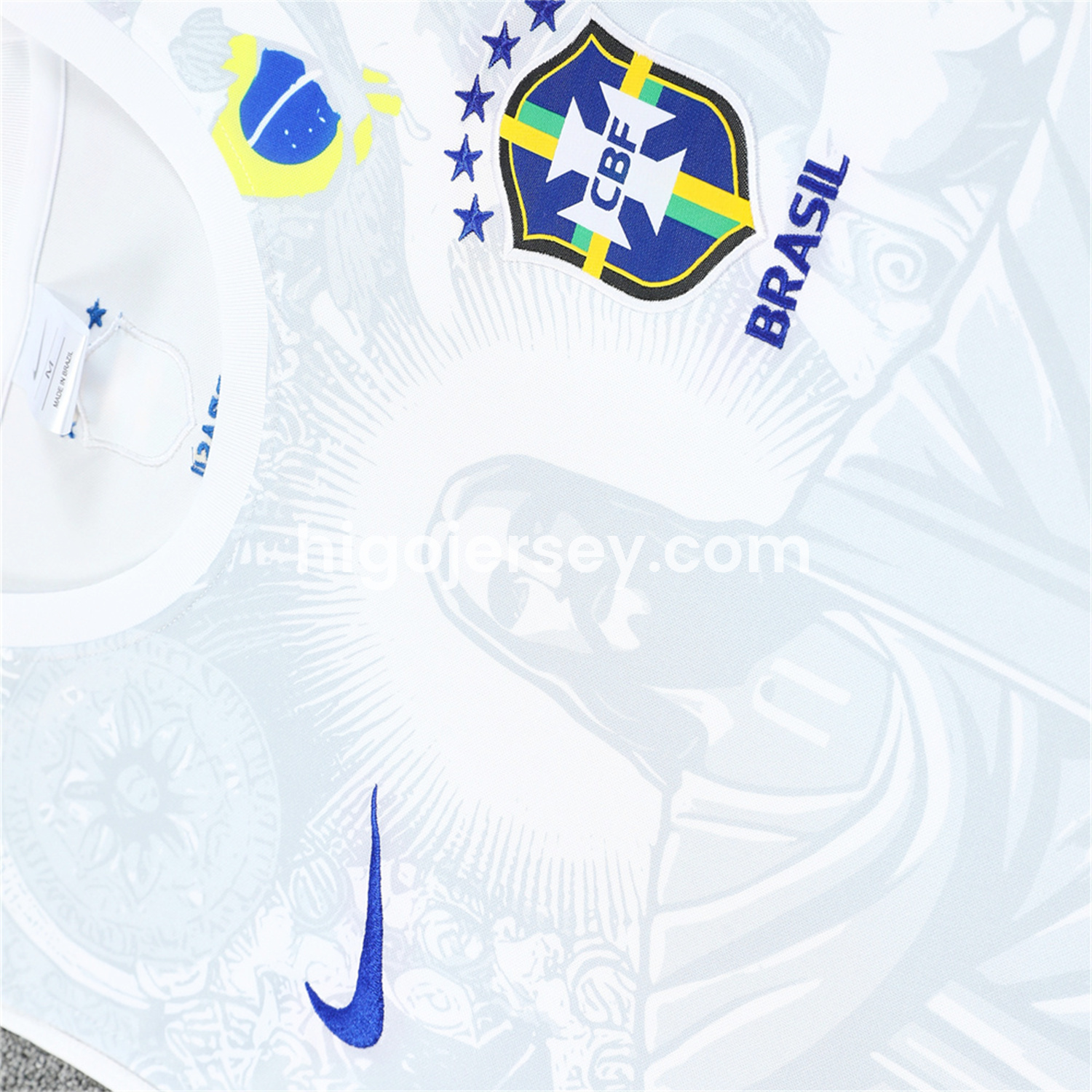 Higojerseys-Brazil 25-26 White Jesus Statue Vest Training Set - White Vest & Black Shorts