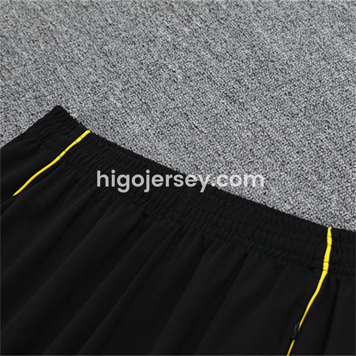 Higojerseys-Real Madrid 25-26 Kids Long Sleeve Training Set - Yellow Line White Top and Black Shorts