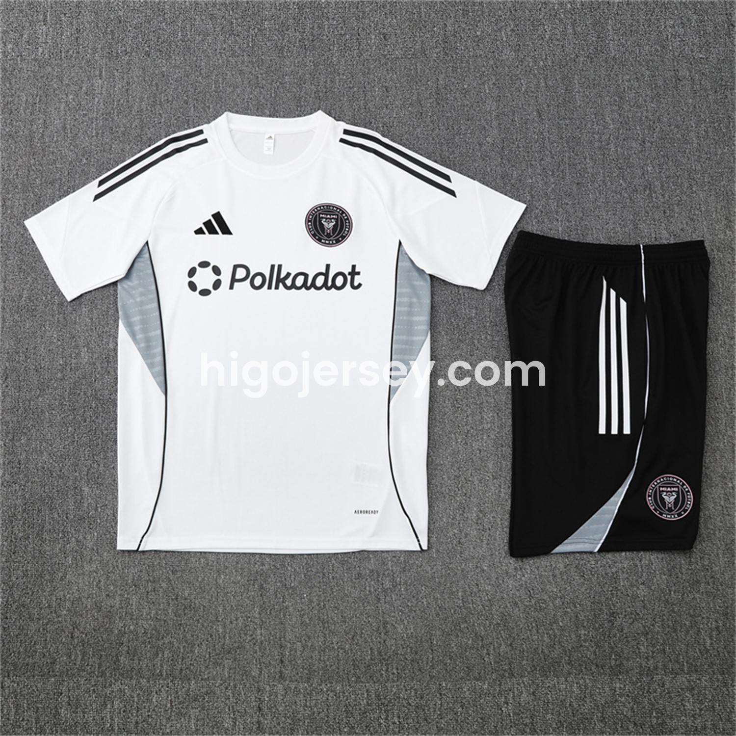 Higojerseys-INT M.A.M 25-26 Short-Sleeve Training Set - White Top and Black Shorts