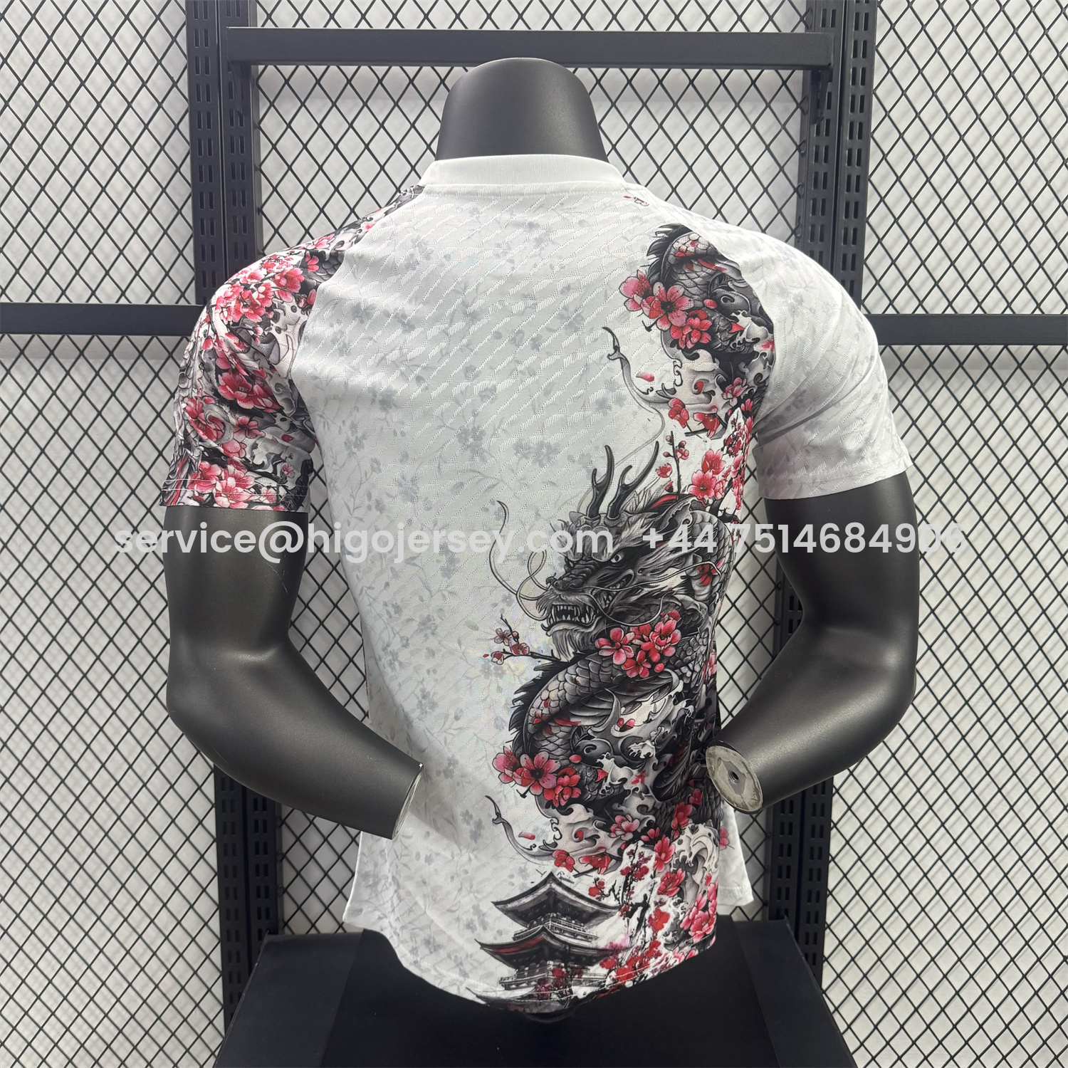 Higojerseys-Japan 25-26 Black Dragon And Flowers White Special Jersey - Player Version