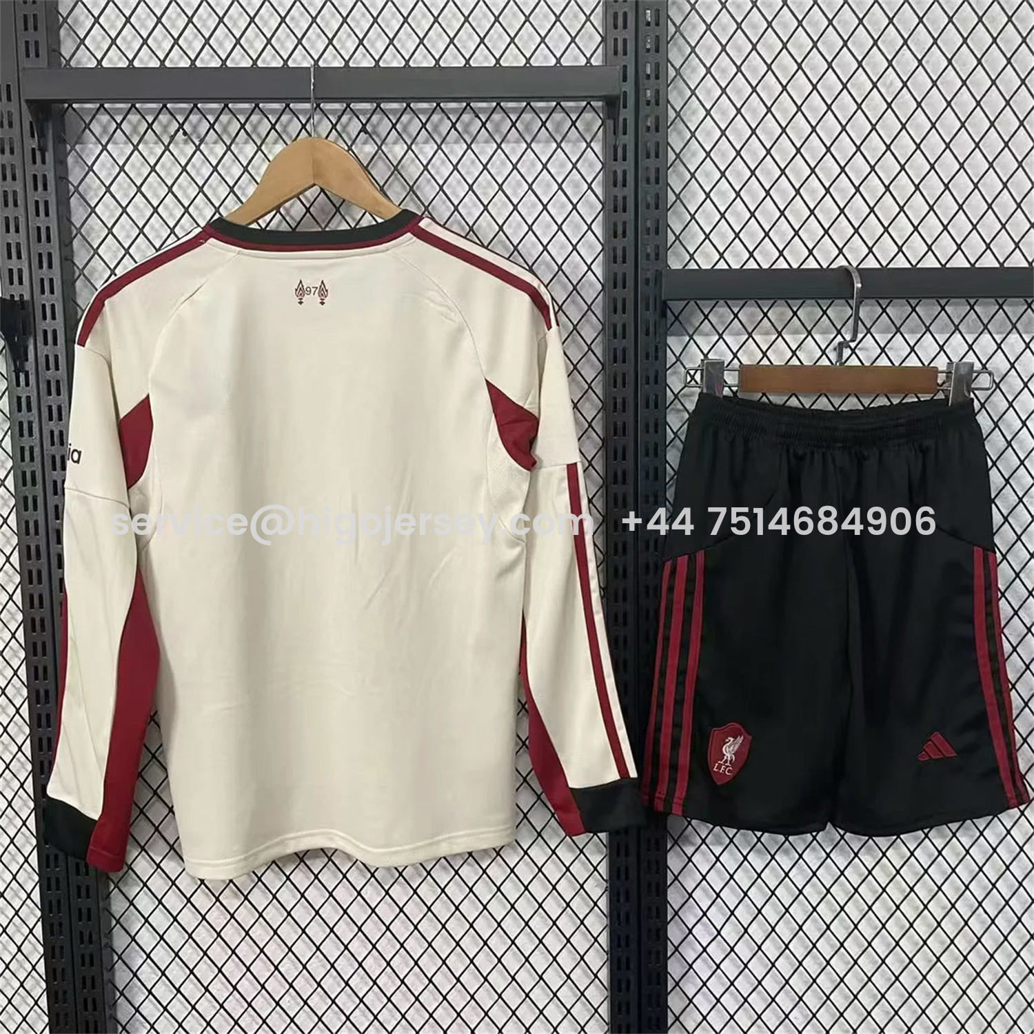 Higojerseys-Liver.pool 25-26 Away White Long Sleeves Kids Kit