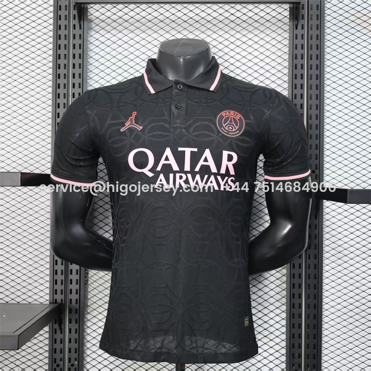 Higojerseys-Paris Saint-Germain PSG 25-26 JD Black Special Jersey with Red Badge - Player Version