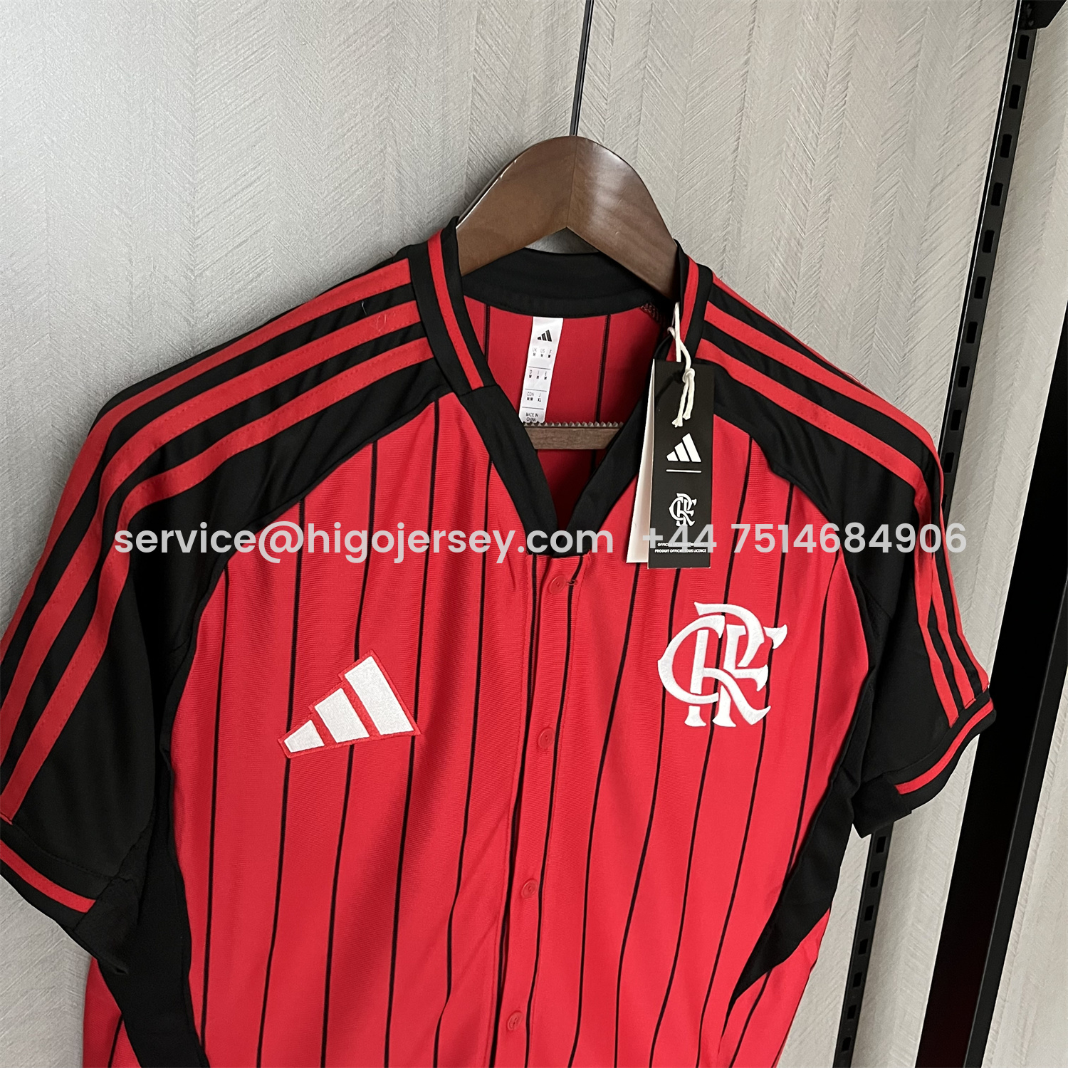 Higojerseys-Flamengo 25-26 Red Baseball Jersey with Black Stripes