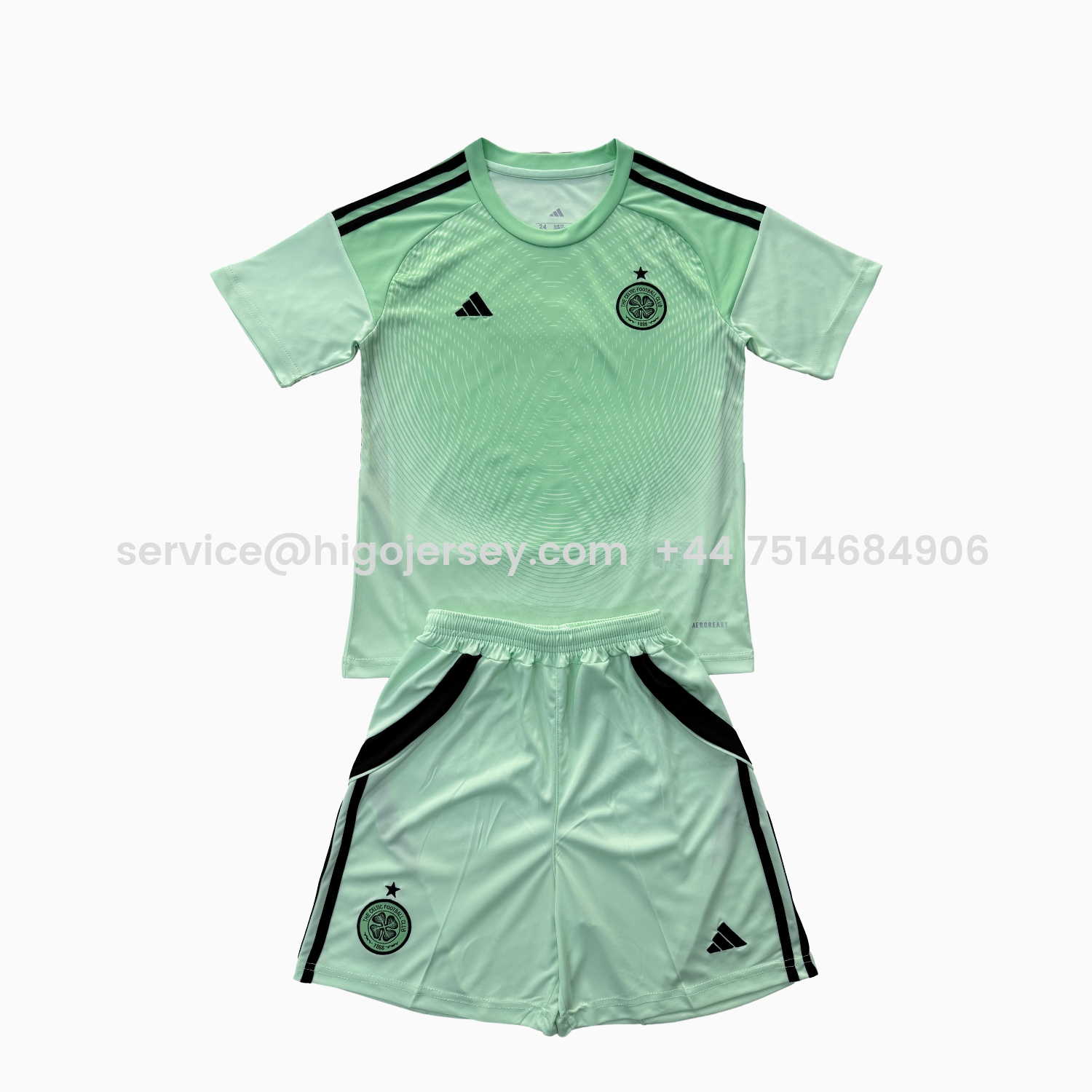 Higojerseys-Celtic 25-26 Green Goalkeeper Kids Kit