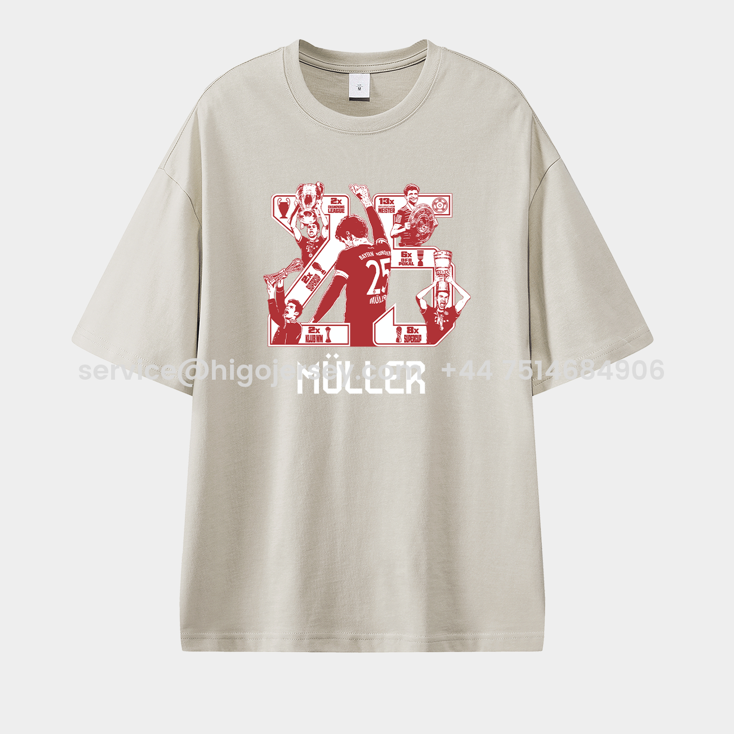 Higojerseys-Bayern Munich Müller‘s Championship Summary Unisex Pure Cotton T-shirt