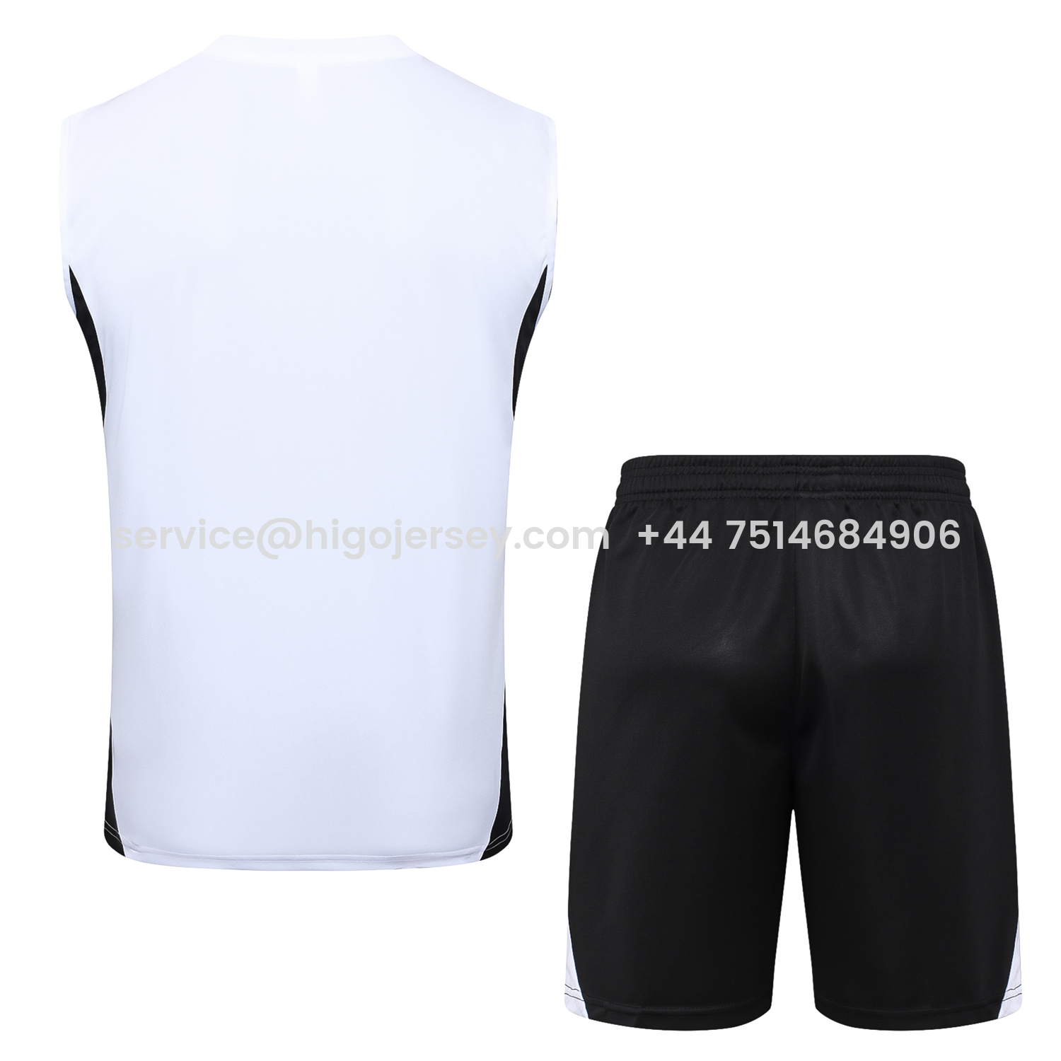 Higojerseys-Liver.pool 25-26 Vest Training Set - White Vest & Black Shorts