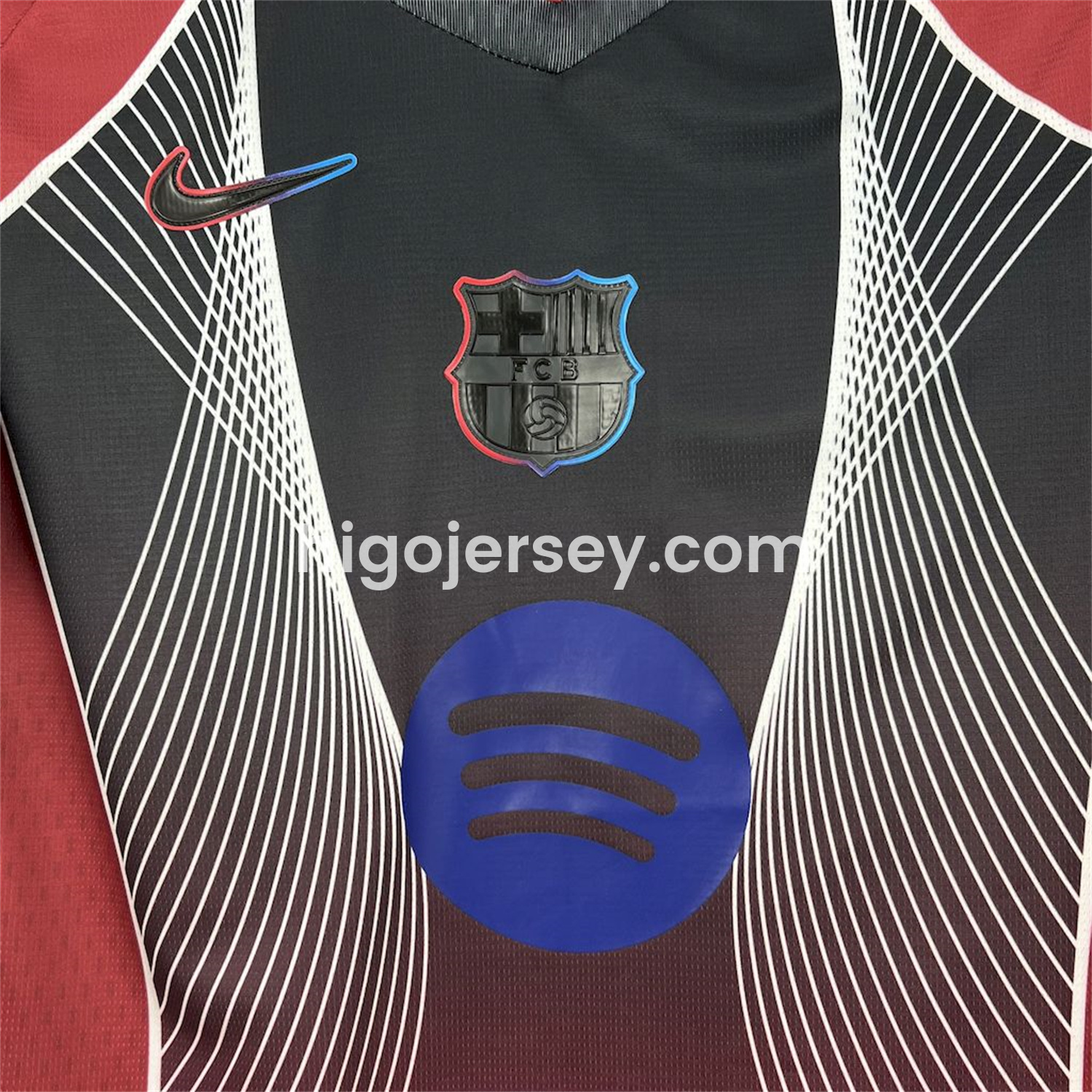 Higojerseys-Barcelona 25-26 T90 Red Black Gradient and White Lines Special Jersey - Fans Version