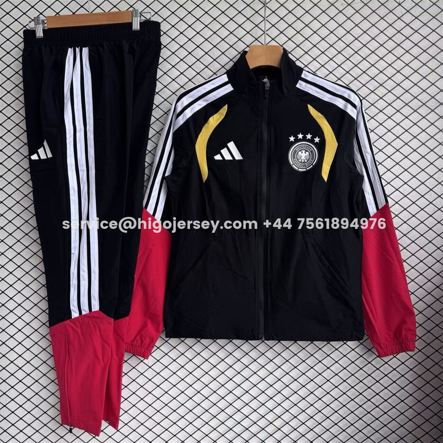 Higojerseys-Germany 2026 Windbreaker Training Set - Black Red Top and Pants