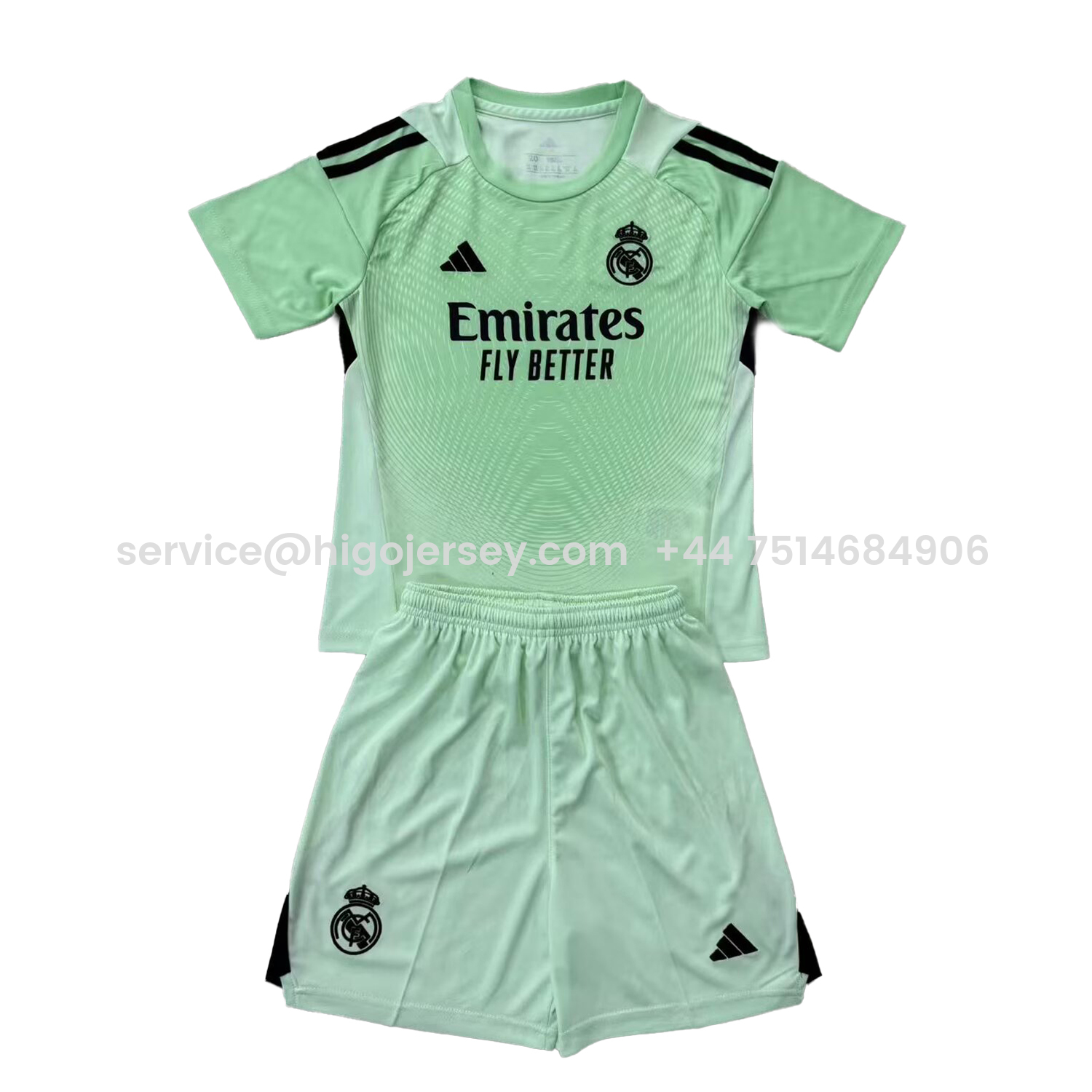 Higojerseys-Real Madrid 25-26 Goalkeeper Light Green Men's Adult Jersey Set - Fans Version