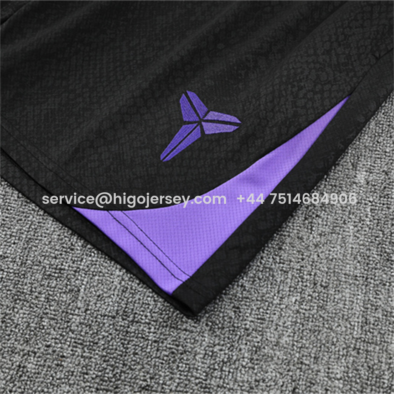 Higojerseys-Barcelona 25-26 X KB Kids Short-Sleeve Training Set - Black Blue Top & Black Shorts