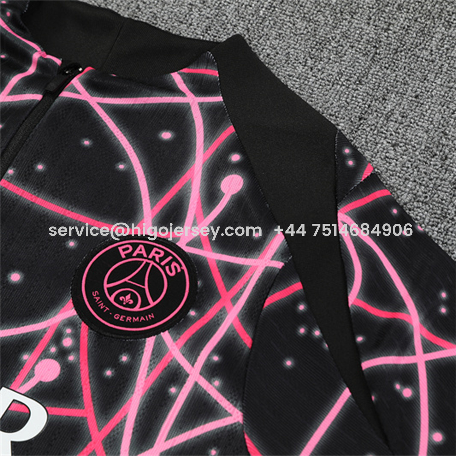 Higojerseys-Paris Saint-Germain PSG 25-26 Long Sleeve Training Set - JD Black Pink Top and Black Pants
