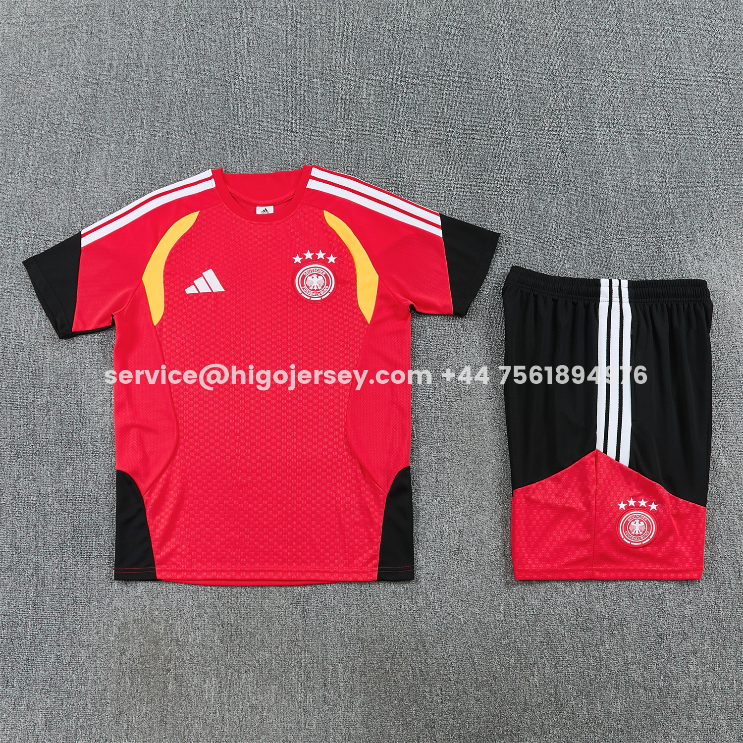 Higojerseys-Germany 2026 Short-Sleeve Training Set - Red Top and Black Shorts