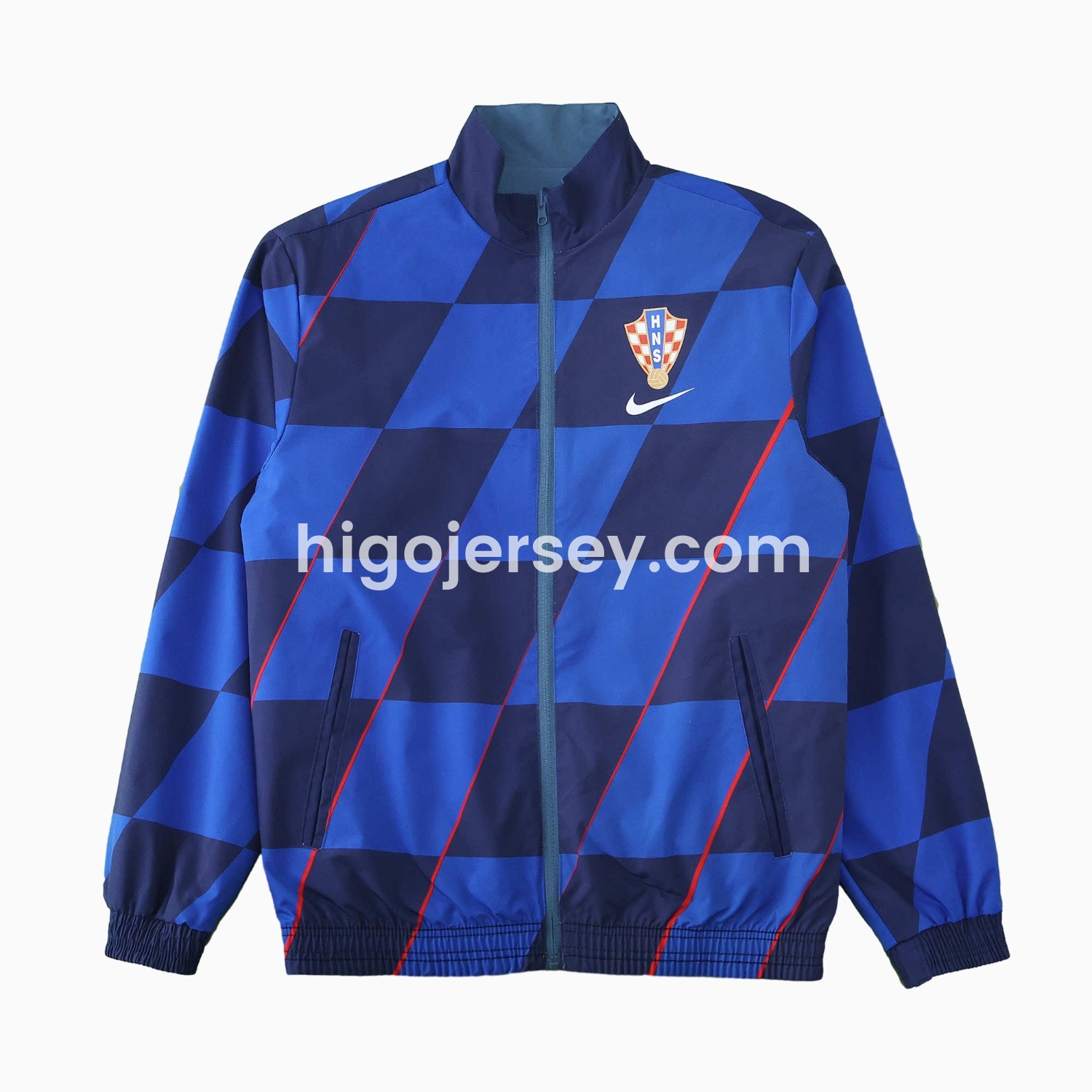 Higojerseys-Croatia 24-25 Away Style Double Sided Reversible Windbreaker - Blue