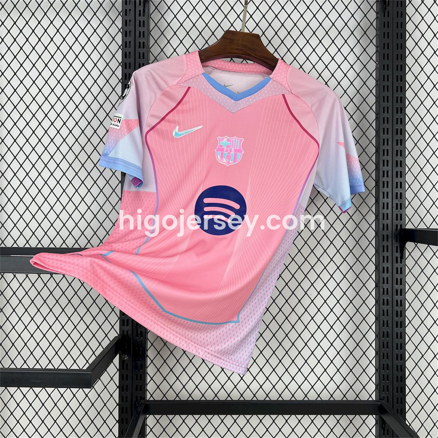 Higojerseys-Barcelona 25-26 T90 White Lines Pink Special Jersey - Fans Version