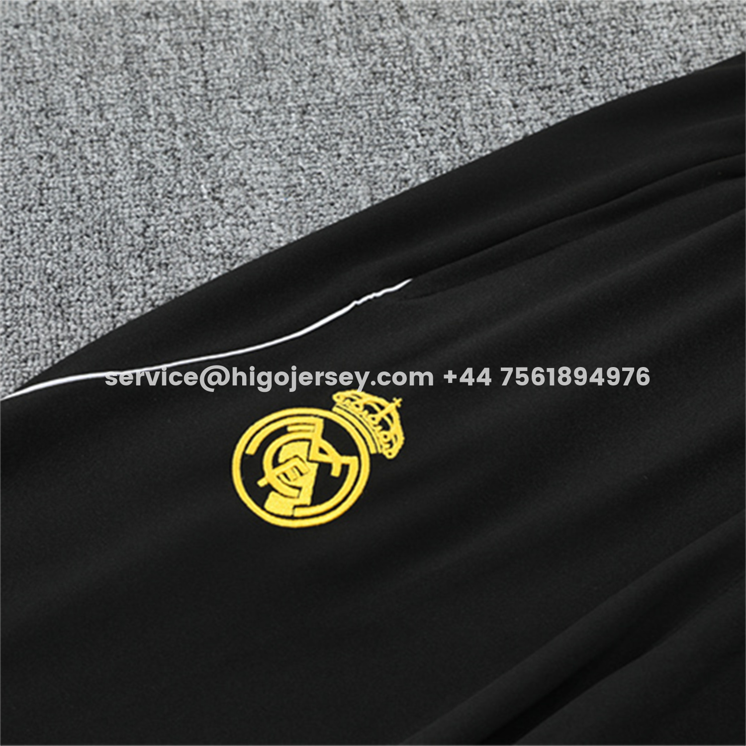 Higojerseys-Real Madrid 25-26 Kids Long Sleeve Training Set - White Top & Black Pants