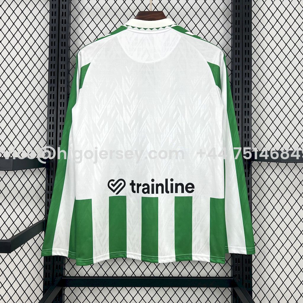 Higojerseys-Real Betis 24-25 Home Unsponsored Long Sleeves Jersey - Fans Version