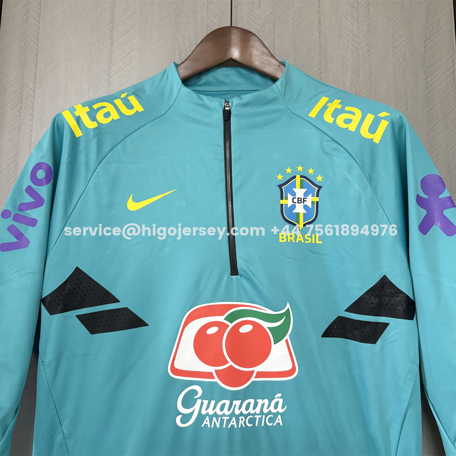 Higojerseys-Retro Brazil 2022 Pre-Match Cyan Windbreaker