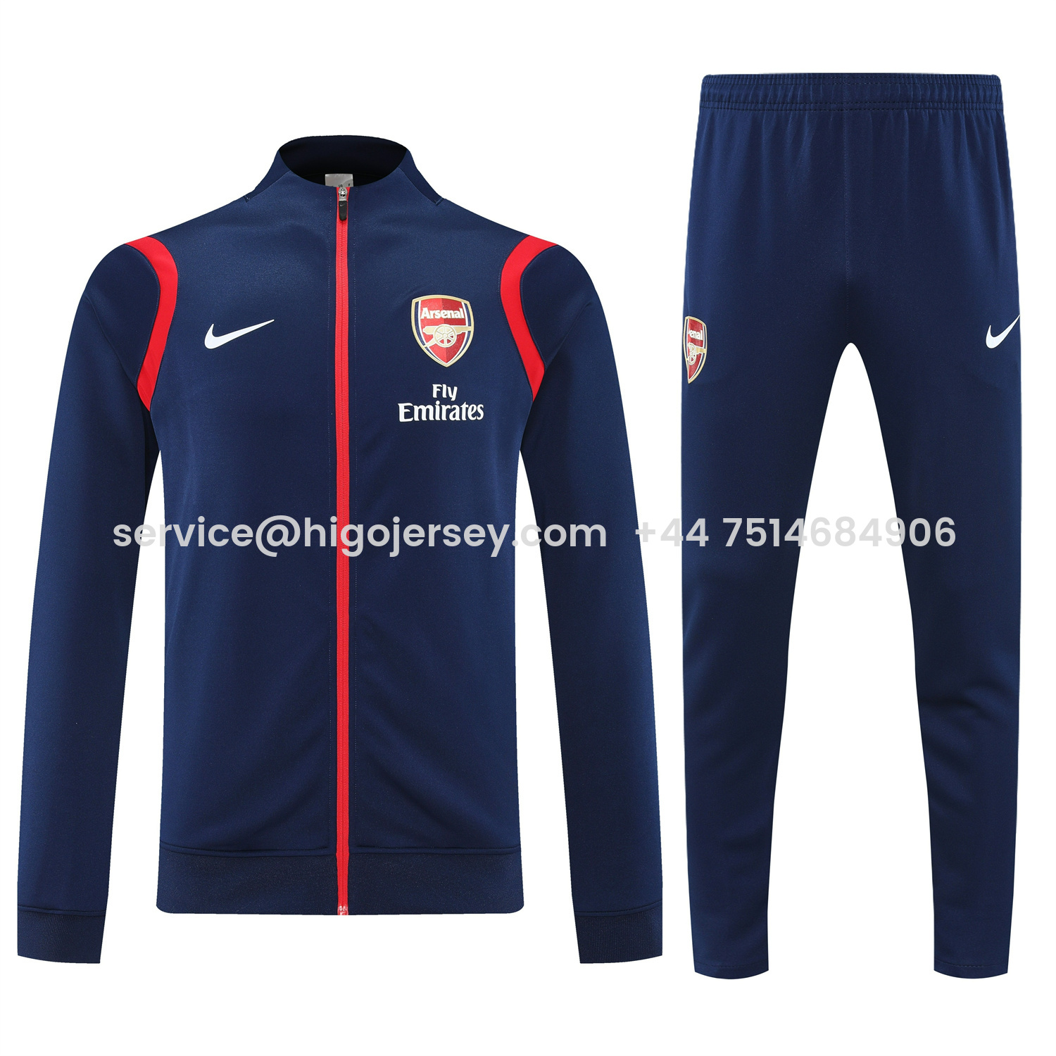 Higojerseys-Arsenal 25-26 Jacket Training Tracksuit - Deep Blue Jackets & Deep Blue Pants