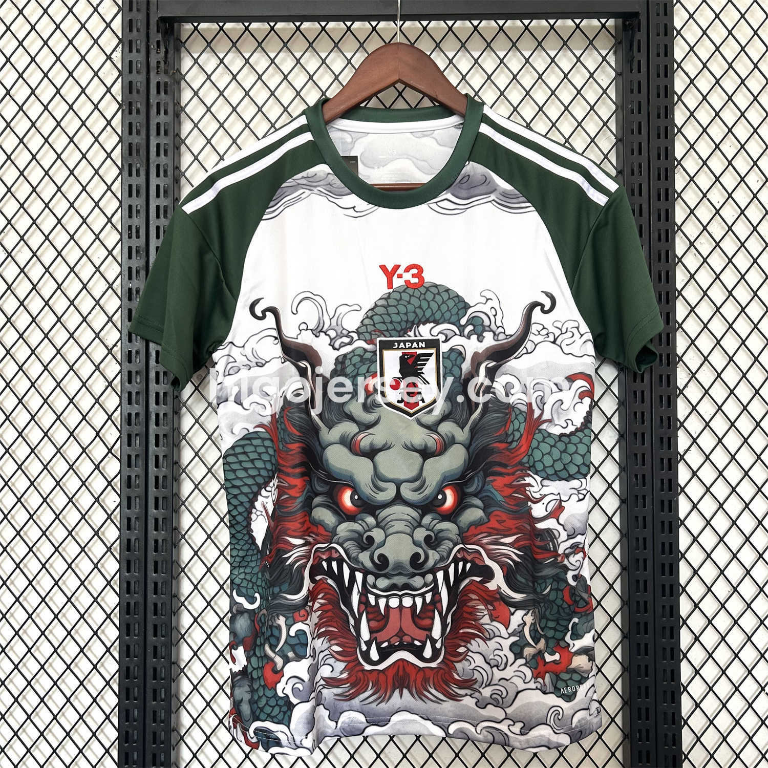Higojerseys-Japan 25-26 Y3 Green Dragon Roar White Jersey - Fans Version