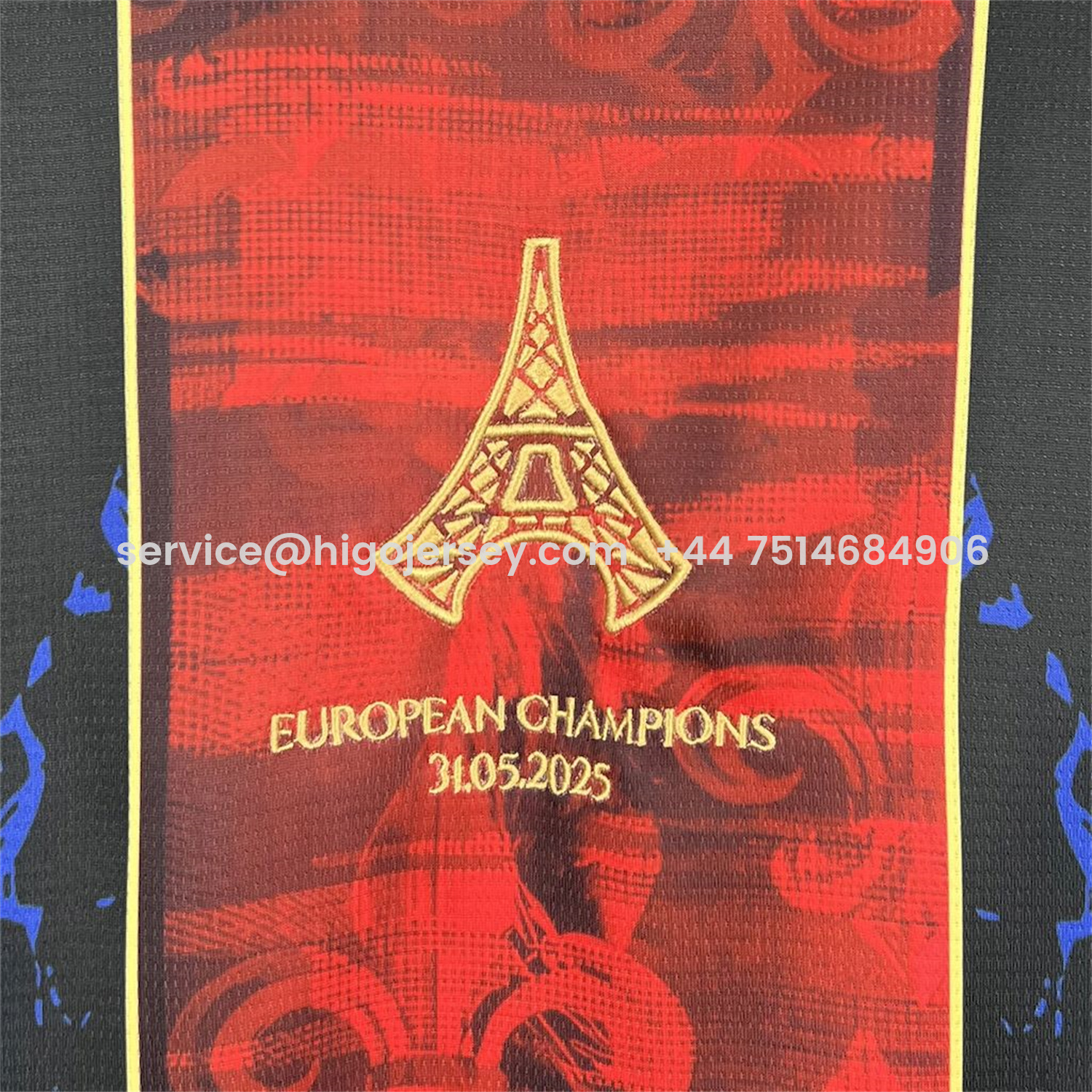 Higojerseys-Paris Saint-Germain PSG 25-26 Champions League Commemorative Edition Blue Red Eiffel Tower T-shirts