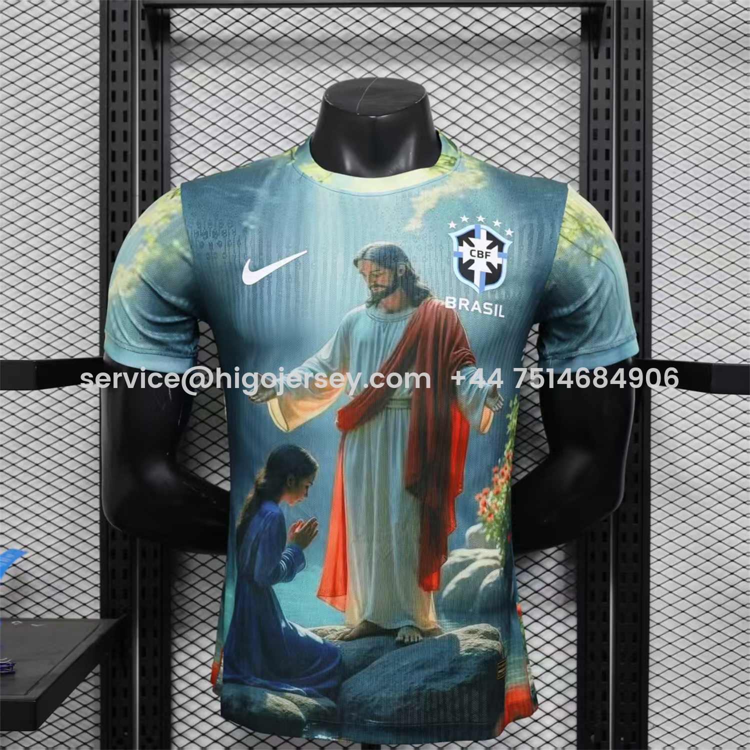 Higojerseys-Brazil 25-26 Praying to Jesus Special Green Jersey - Player Version