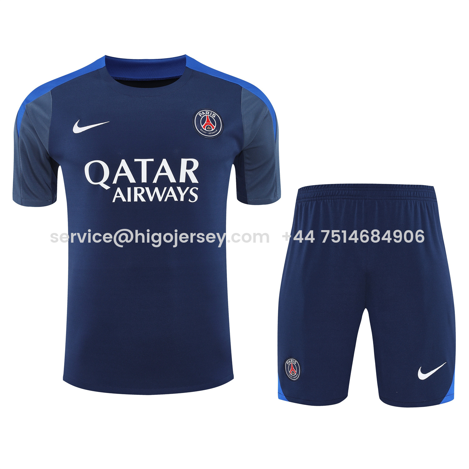 Higojerseys-Paris Saint-Germain PSG 25-26 Short-Sleeve Training Set - Royal Blue & Royal Blue Shorts