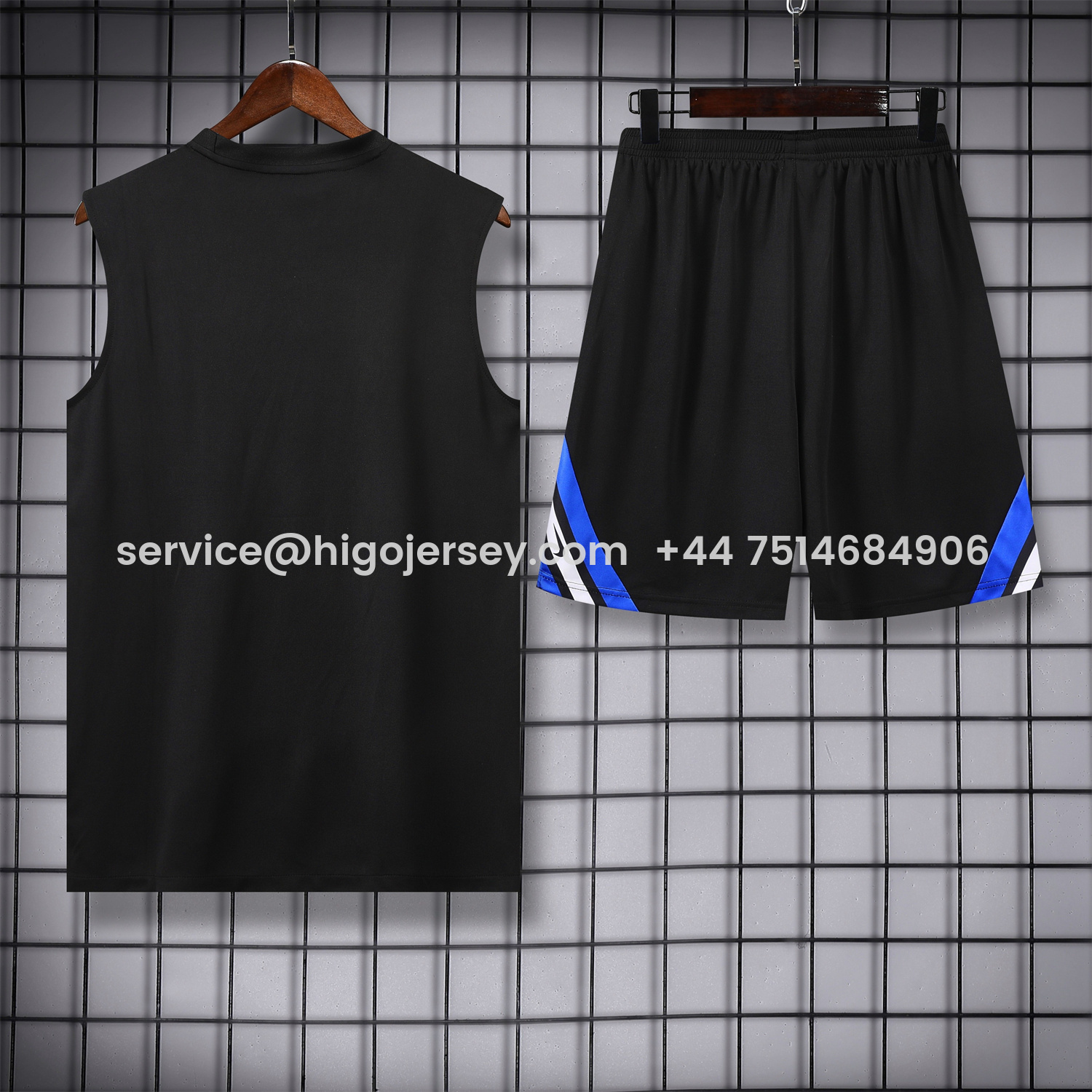 Higojerseys-Inter Milan 25-26 Vest Training Set - Black Vest & Black Shorts