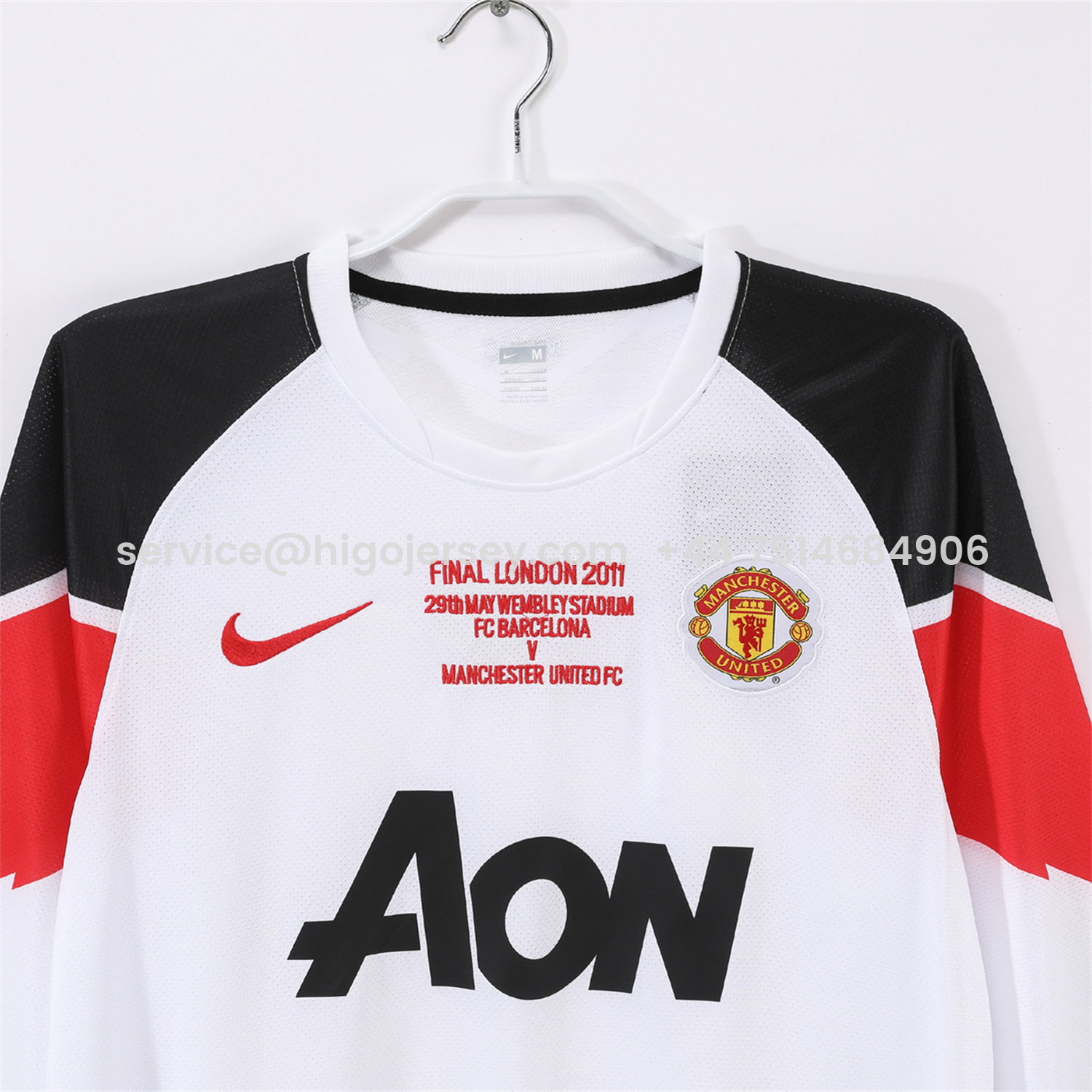 Higojerseys-Retro Manchester United 10-11 Away Long Sleeves Jersey - Champions League Final Version