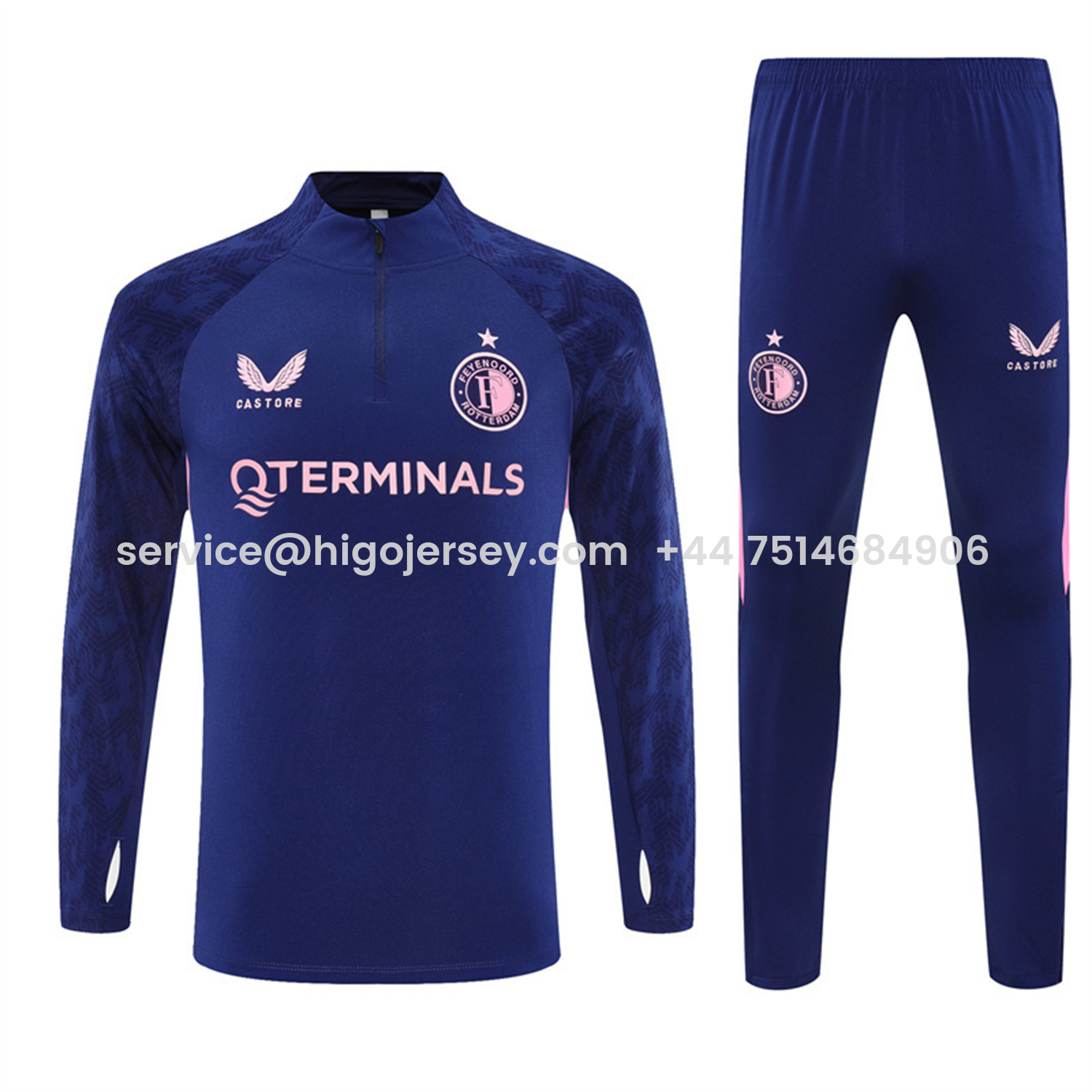 Higojerseys-Feyenoord 25-26 Long Sleeve Training Set - Royal Blue Top & Royal Blue Pants