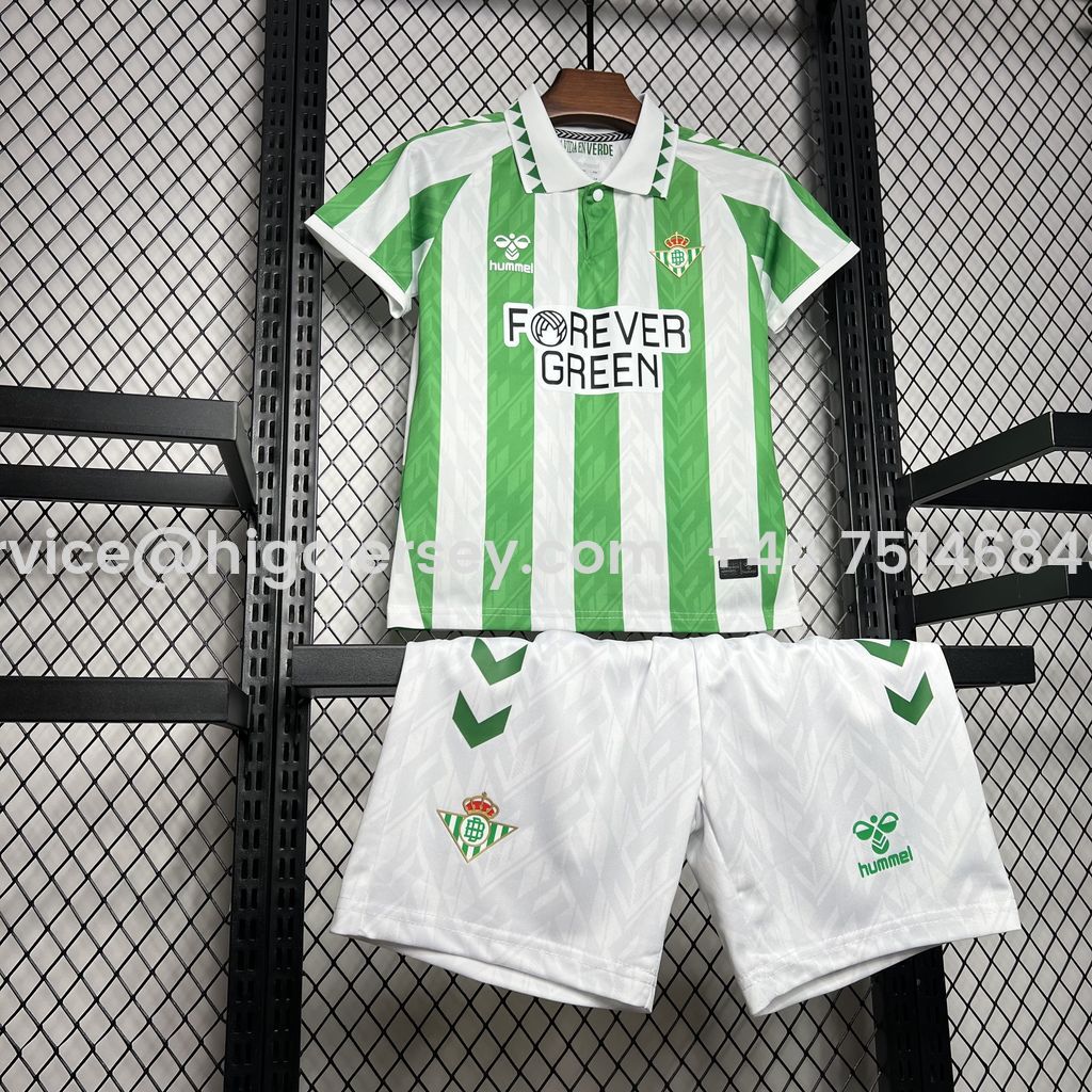 Higojerseys-Real Betis 24-25 Home Stadium Kids Kit