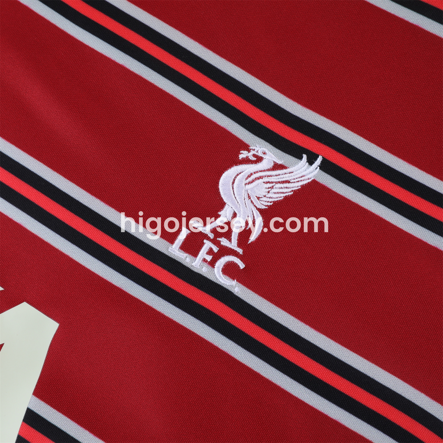Higojerseys-Liver.pool 24-25 Long Sleeve Training Set - Red Stripe Top and Black Pants