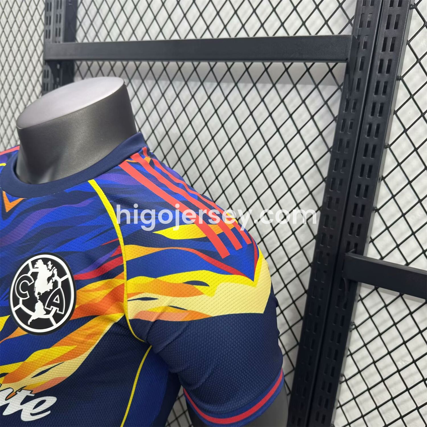 Higojerseys-Club América 25-26 V-Shaped Camouflage Pattern Deep Blue Jersey - Player Version