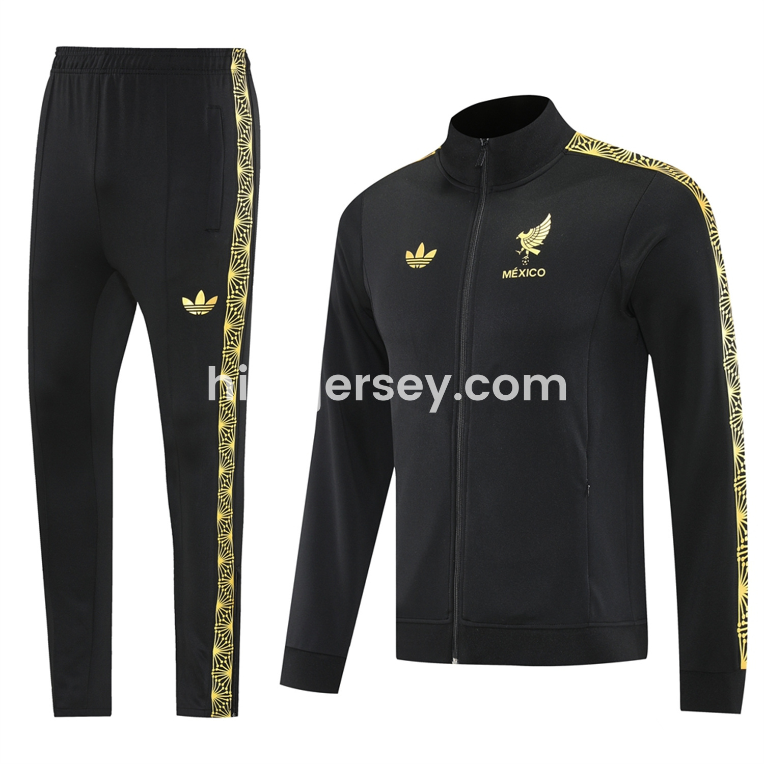 Higojerseys-Mexico 2025 Gold Cup Jacket Training Tracksuit - Black Top & Pants