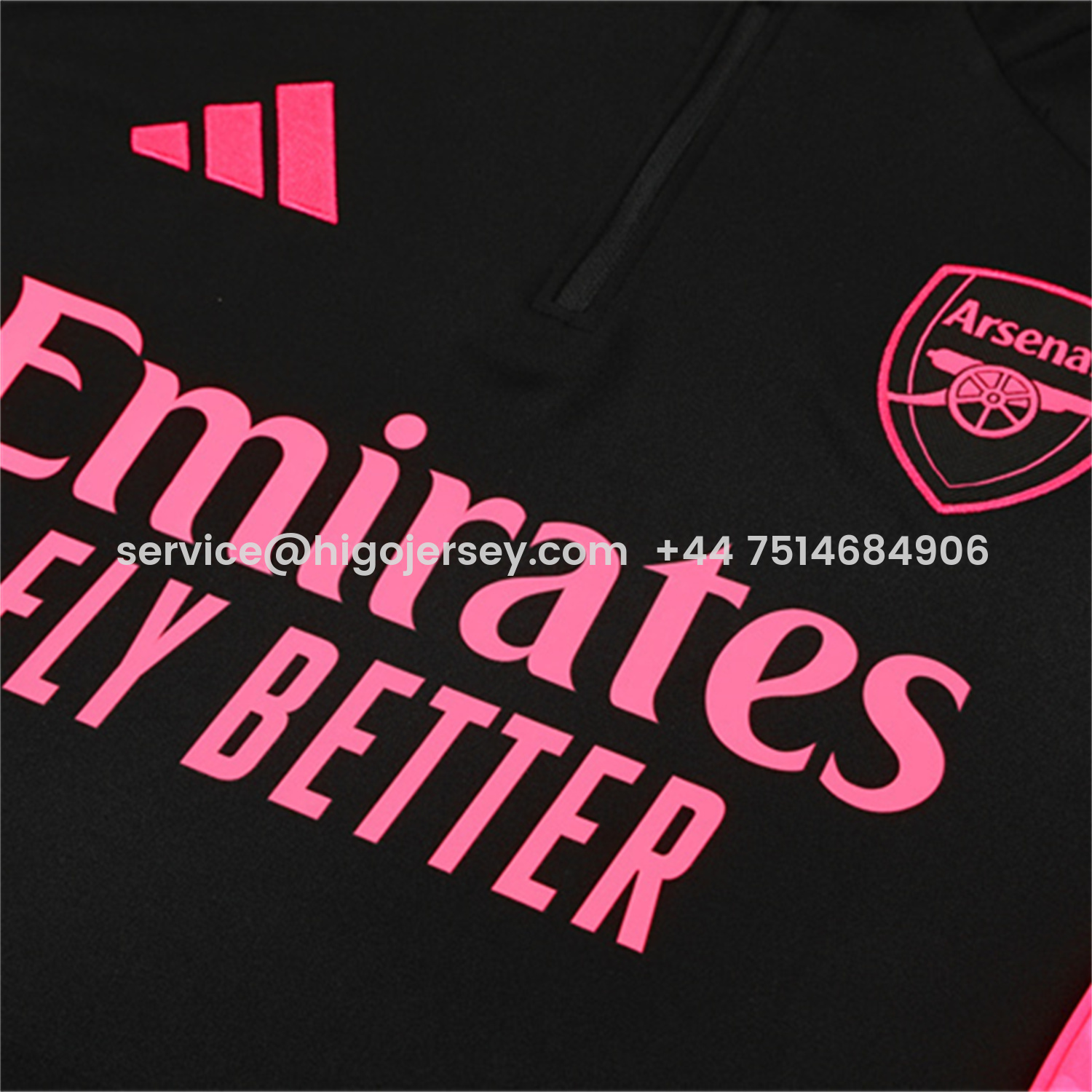 Higojerseys-Arsenal 25-26 Kids Long Sleeve Training Set - Pink Logo Balck Top & Black Pants