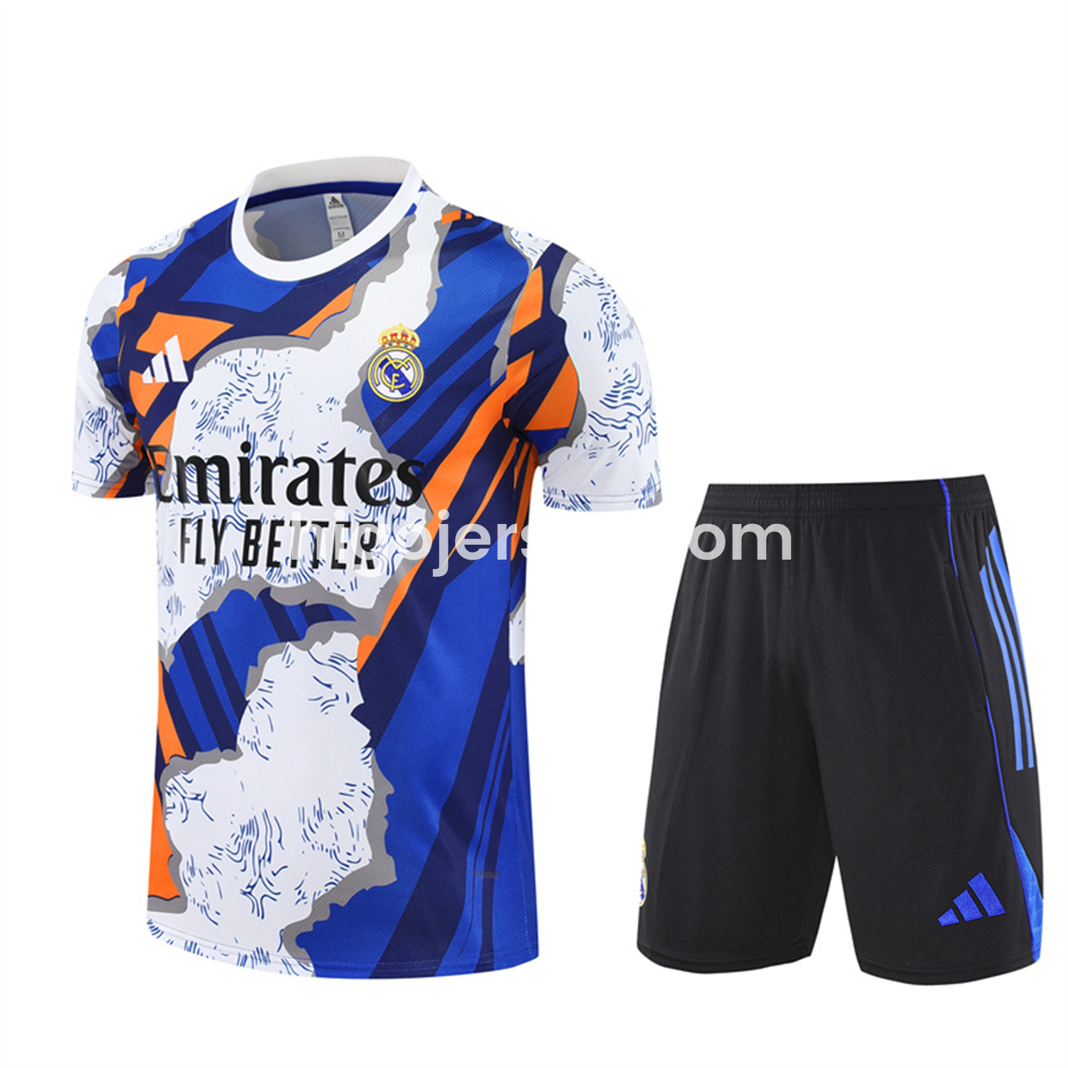 Higojerseys-Real Madrid 25-26 Short-Sleeve Training Set - CamouflageTop & Black Shorts